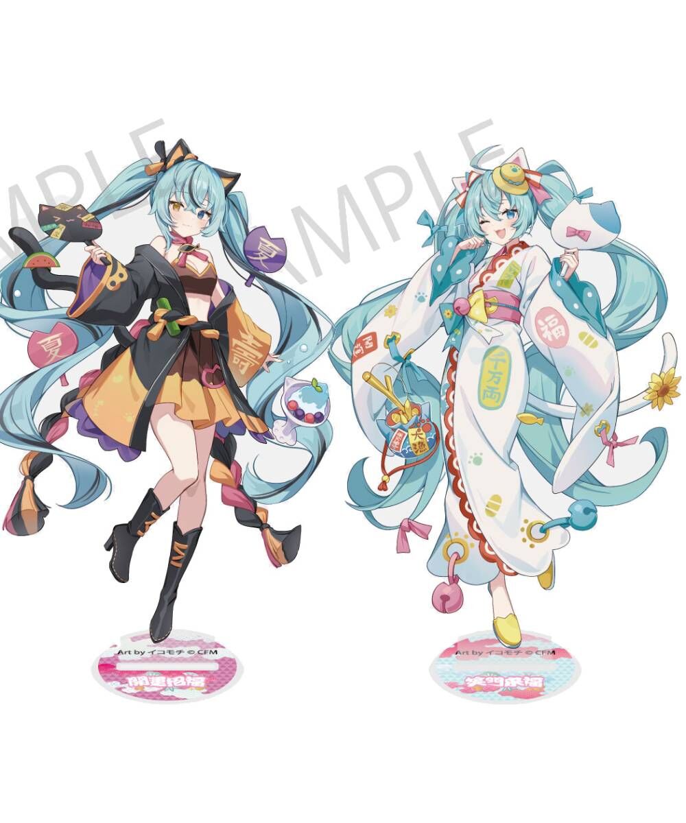 預購-「初音未來×招財貓×盛夏的熊谷」BIG壓克力立牌 系列 Art by イコモチ【日本進口精品】