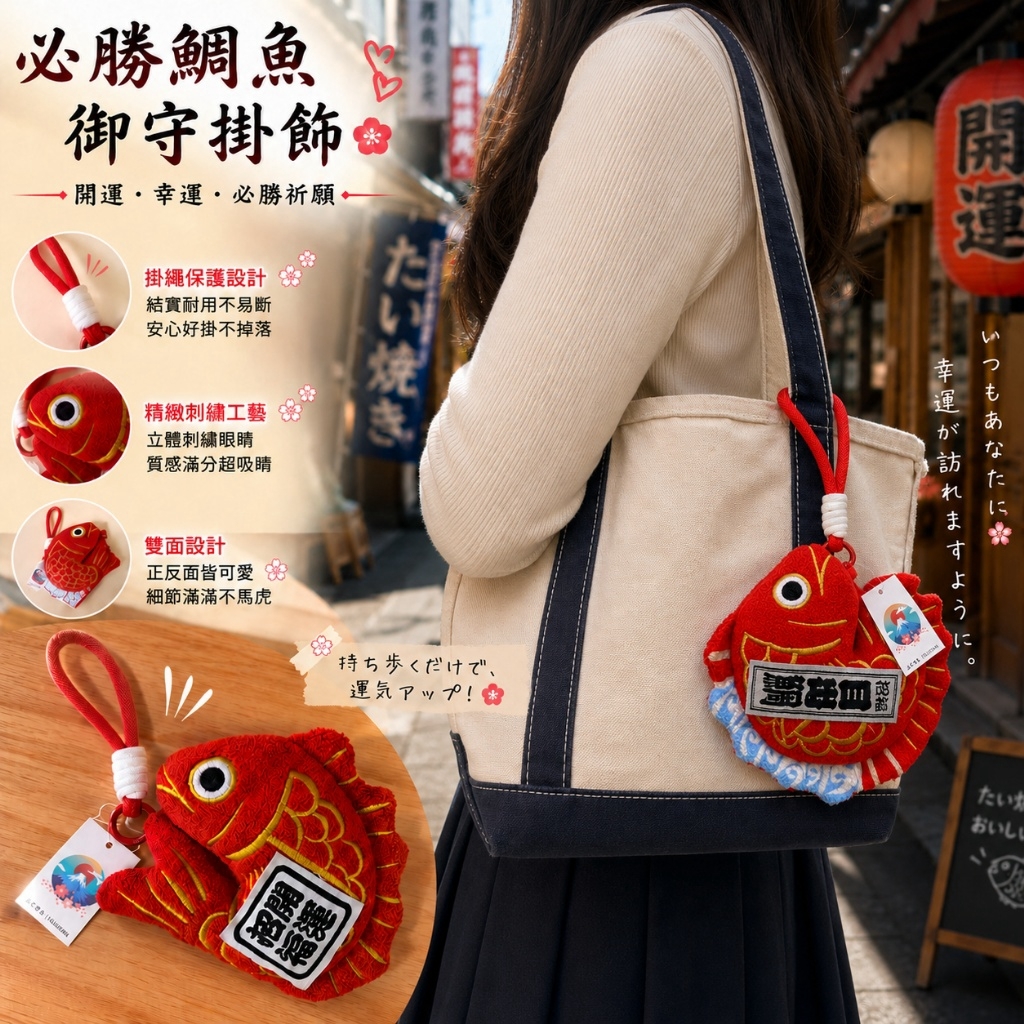 (預購商品) 日本招福必收款 把好運整尾帶回家・開運納福必勝鯛魚御守吊飾