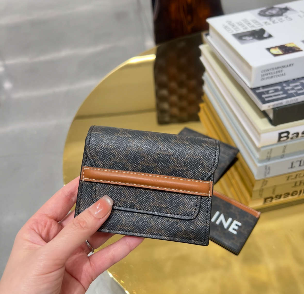 Celine Business Card Holder Triomphe Canvas Tan 帆布卡套 棕黃色