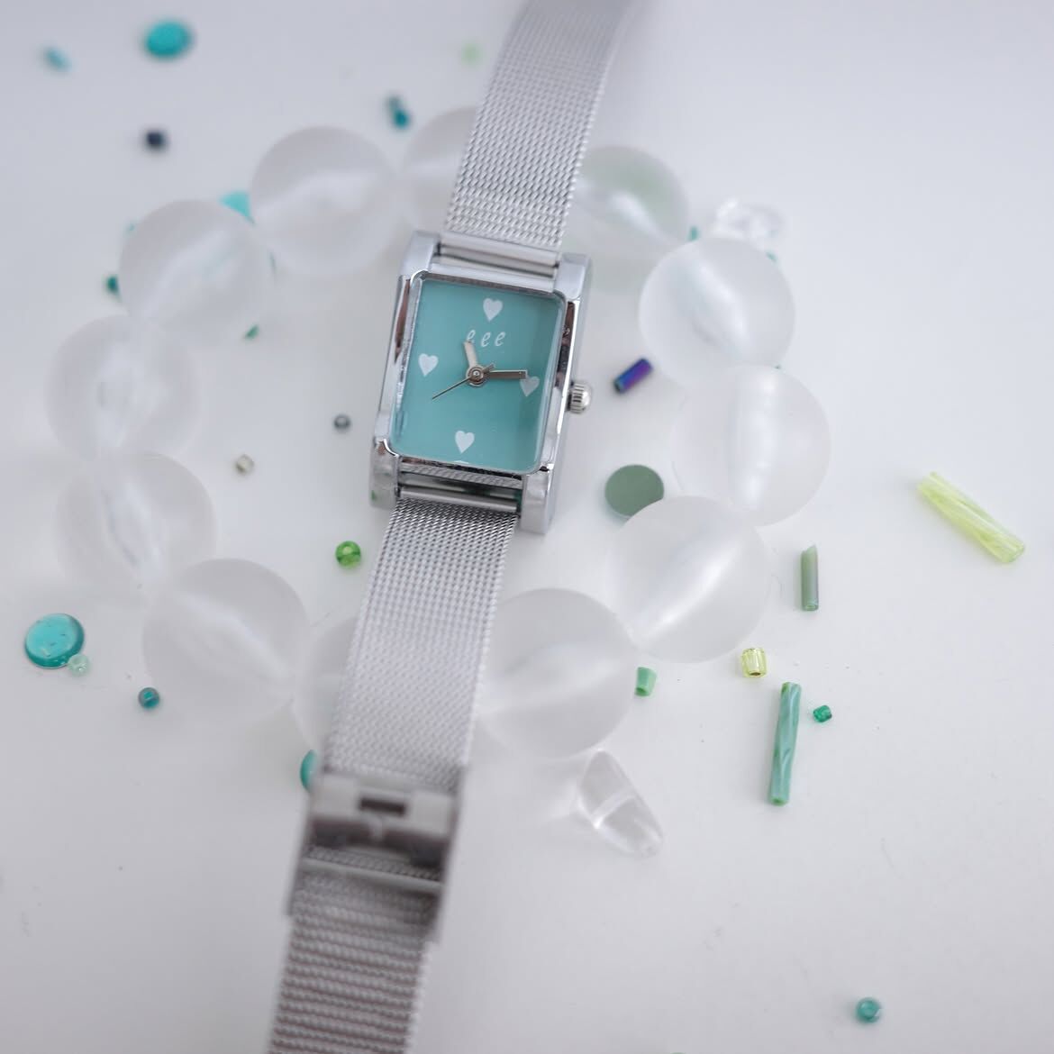 🇰🇷 eeespace BUBBLE HEART WATCH 愛心 方型 腕錶 手錶 飾品 配件 / 預購