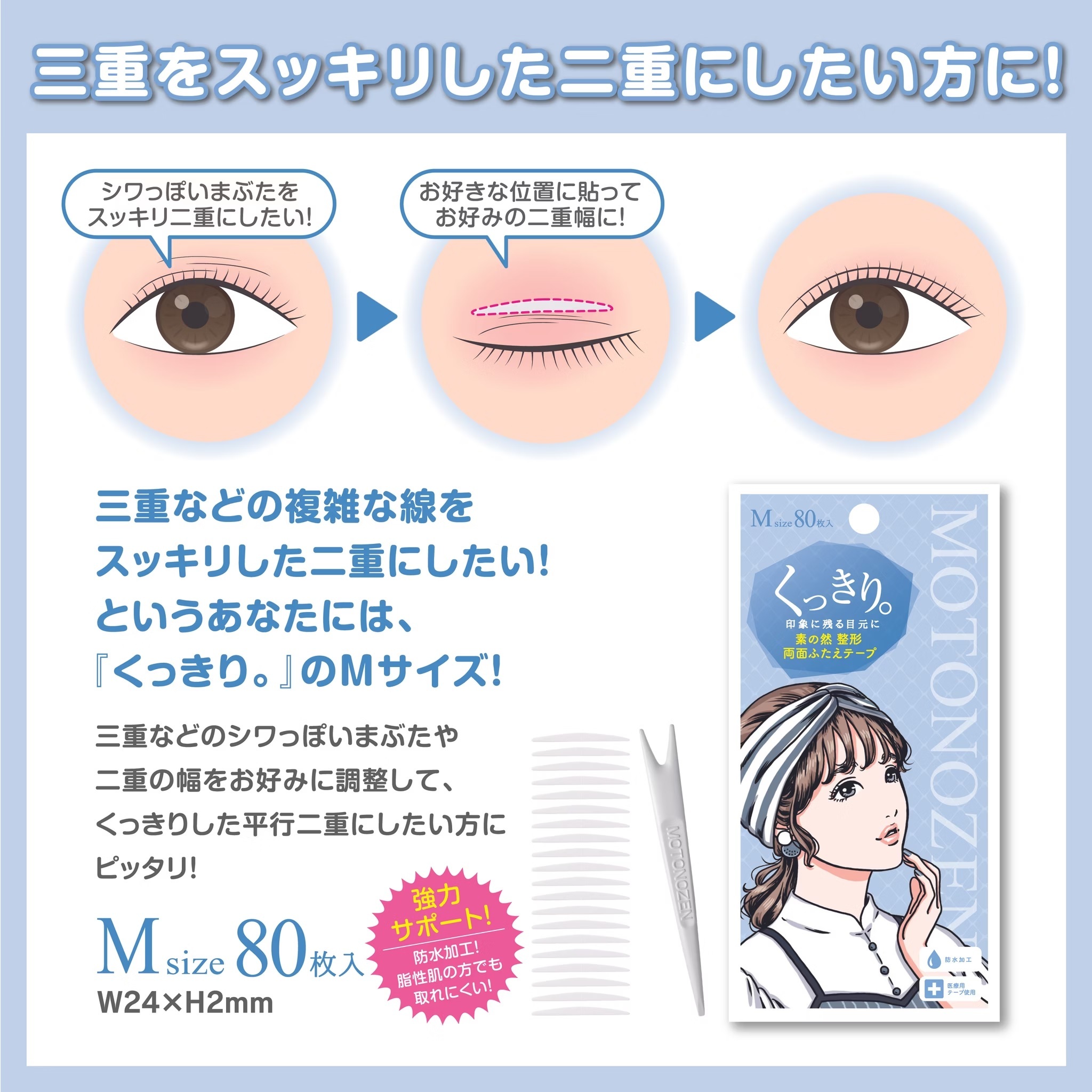 【MOTONOZEN】隱形無痕雙眼皮貼M/膚色(雙面)