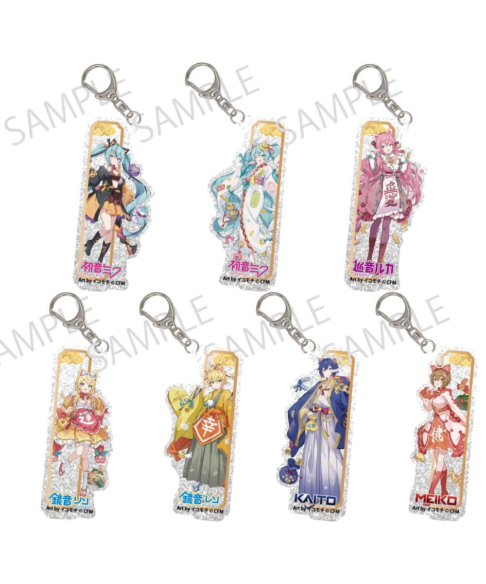 預購-「初音未來×招財貓×盛夏的熊谷」銀色閃亮壓克力鑰匙圈 系列 Art by イコモチ【日本進口精品】