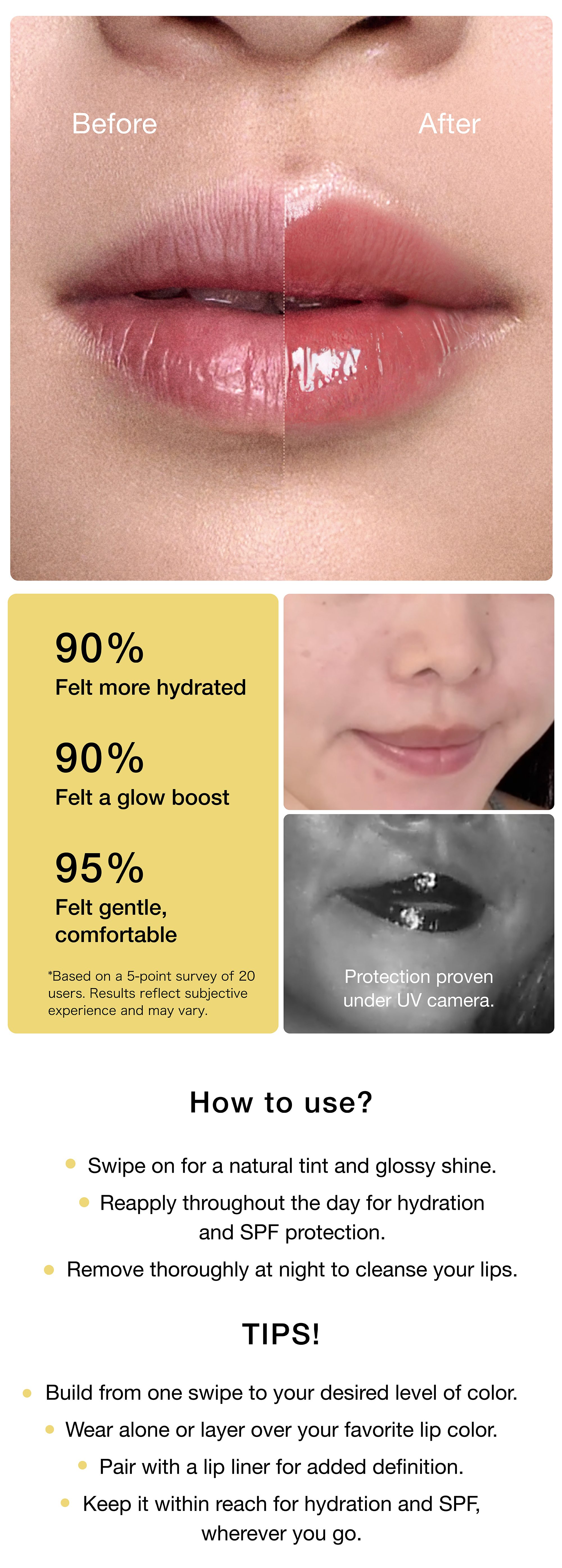 nomel UV Plush Tinted Lip Oil key ingredients and nourishing formula