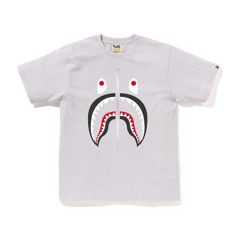 BAPE SHARK TEE 鯊魚圖案印花 短袖 短T 灰色 1K80110003-GY [台灣現貨]