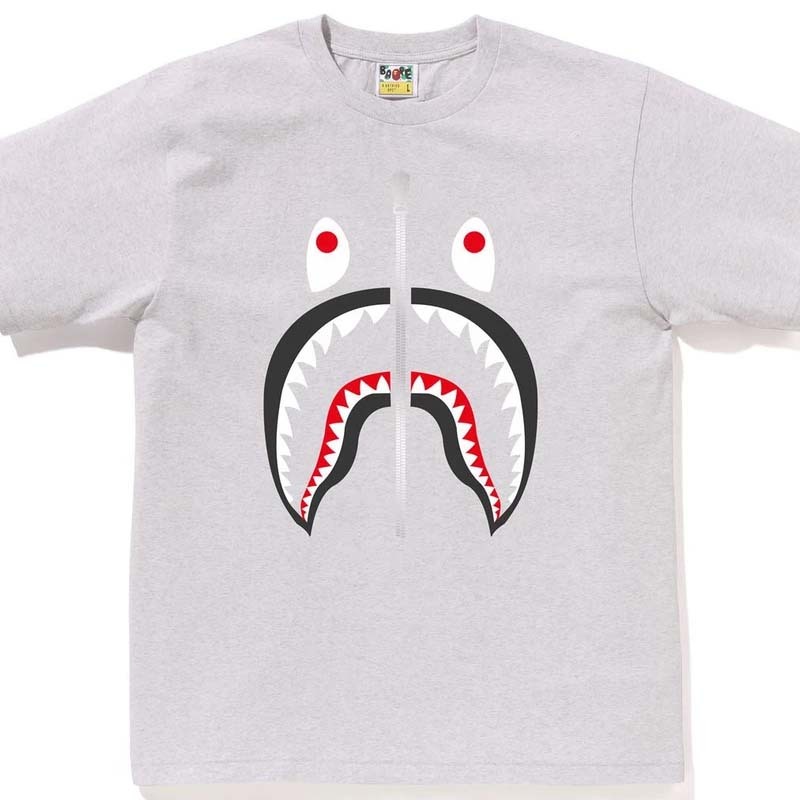 BAPE SHARK TEE 鯊魚圖案印花 短袖 短T 灰色 1K80110003-GY [台灣現貨]