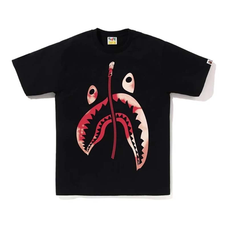 BAPE TIE DYE TWIST SHARK HEAD TEE 暈染變形拉鍊鯊魚 短袖 短T 黑色 1L30110044-BK [台灣現貨]