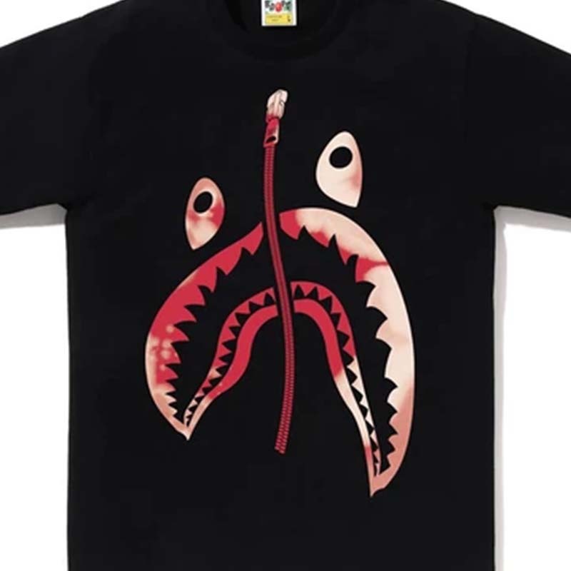 BAPE TIE DYE TWIST SHARK HEAD TEE 暈染變形拉鍊鯊魚 短袖 短T 黑色 1L30110044-BK [台灣現貨]