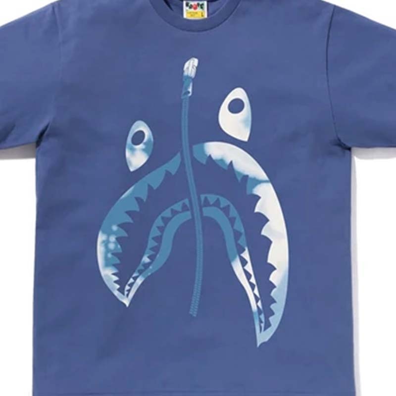BAPE TIE DYE TWIST SHARK HEAD TEE 暈染變形拉鍊鯊魚 短袖 短T 藍色 1L30110044-NY [台灣現貨]