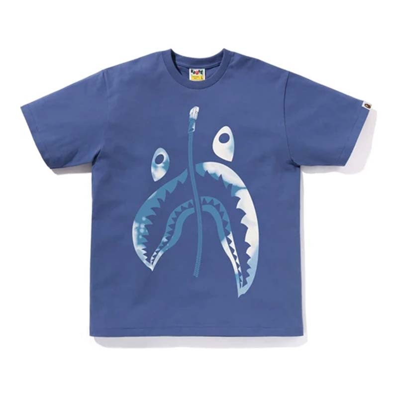 BAPE TIE DYE TWIST SHARK HEAD TEE 暈染變形拉鍊鯊魚 短袖 短T 藍色 1L30110044-NY [台灣現貨]