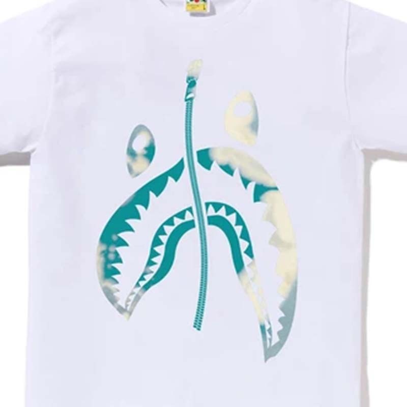 BAPE TIE DYE TWIST SHARK HEAD TEE 暈染變形拉鍊鯊魚 短袖 短T 白色 1L30110044-WE [台灣現貨]