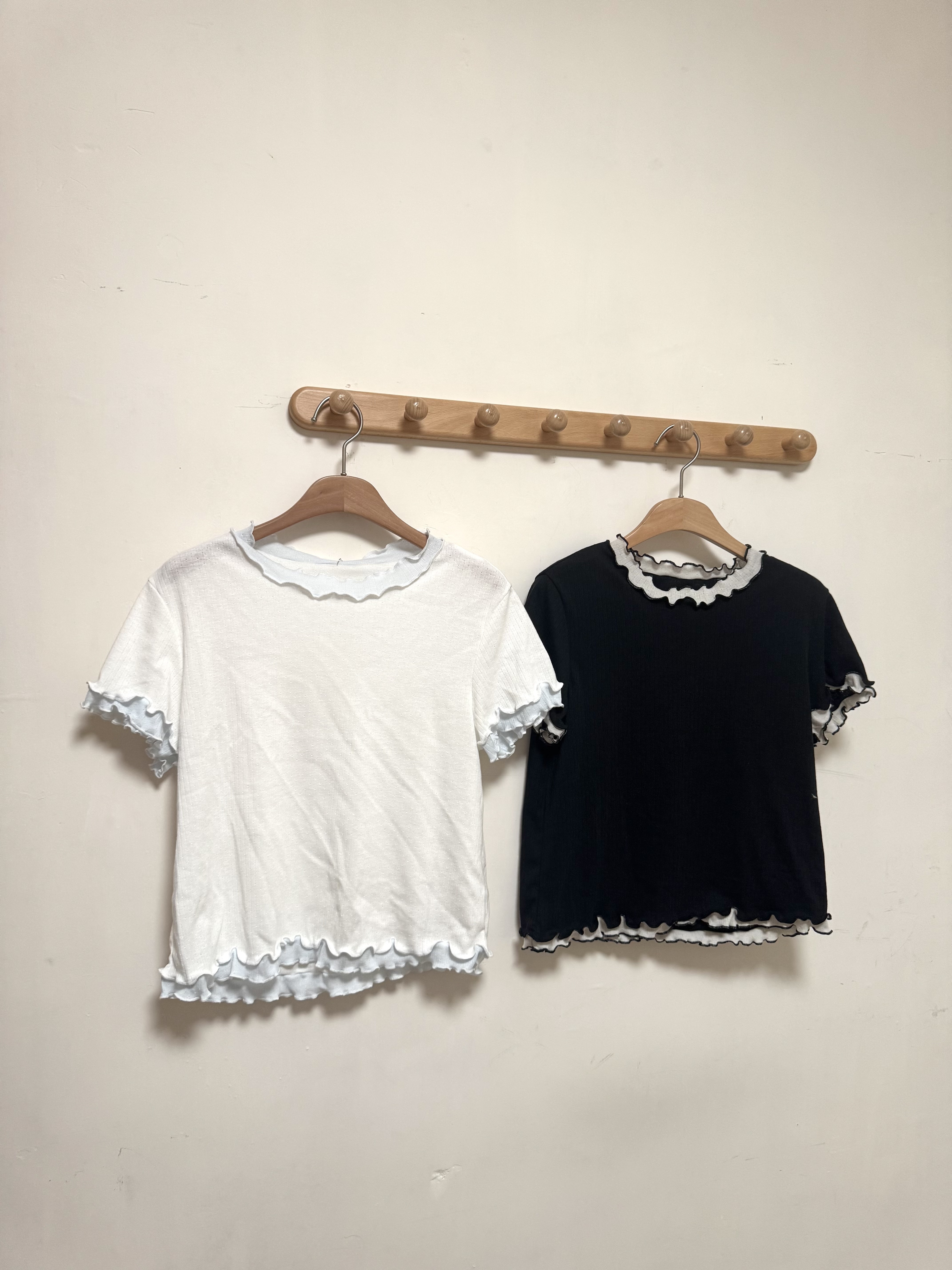 拼接軟糯卷邊TOP