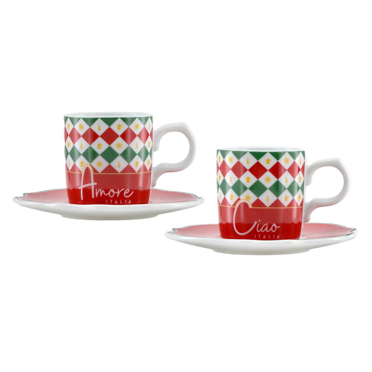 意大利 BIALETTI TRICOLOR三色旗系列 2套 ESPRESSO咖啡杯碟 -TRICOL01
