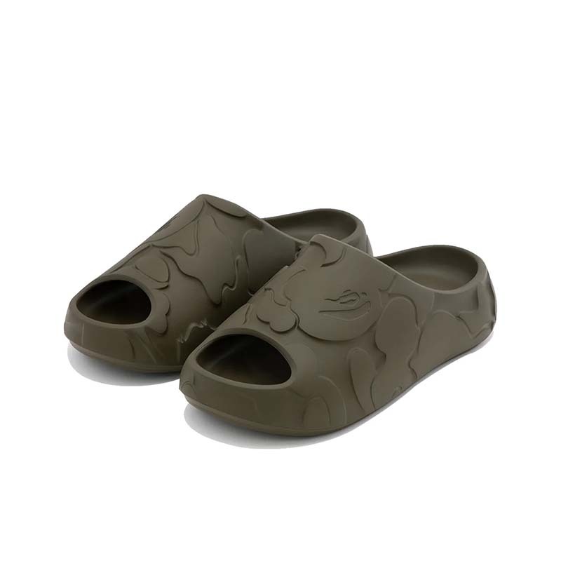 BAPE Slides #1 立體浮雕迷彩猿人 拖鞋 墨綠色 1M80191322-OB [台灣現貨]