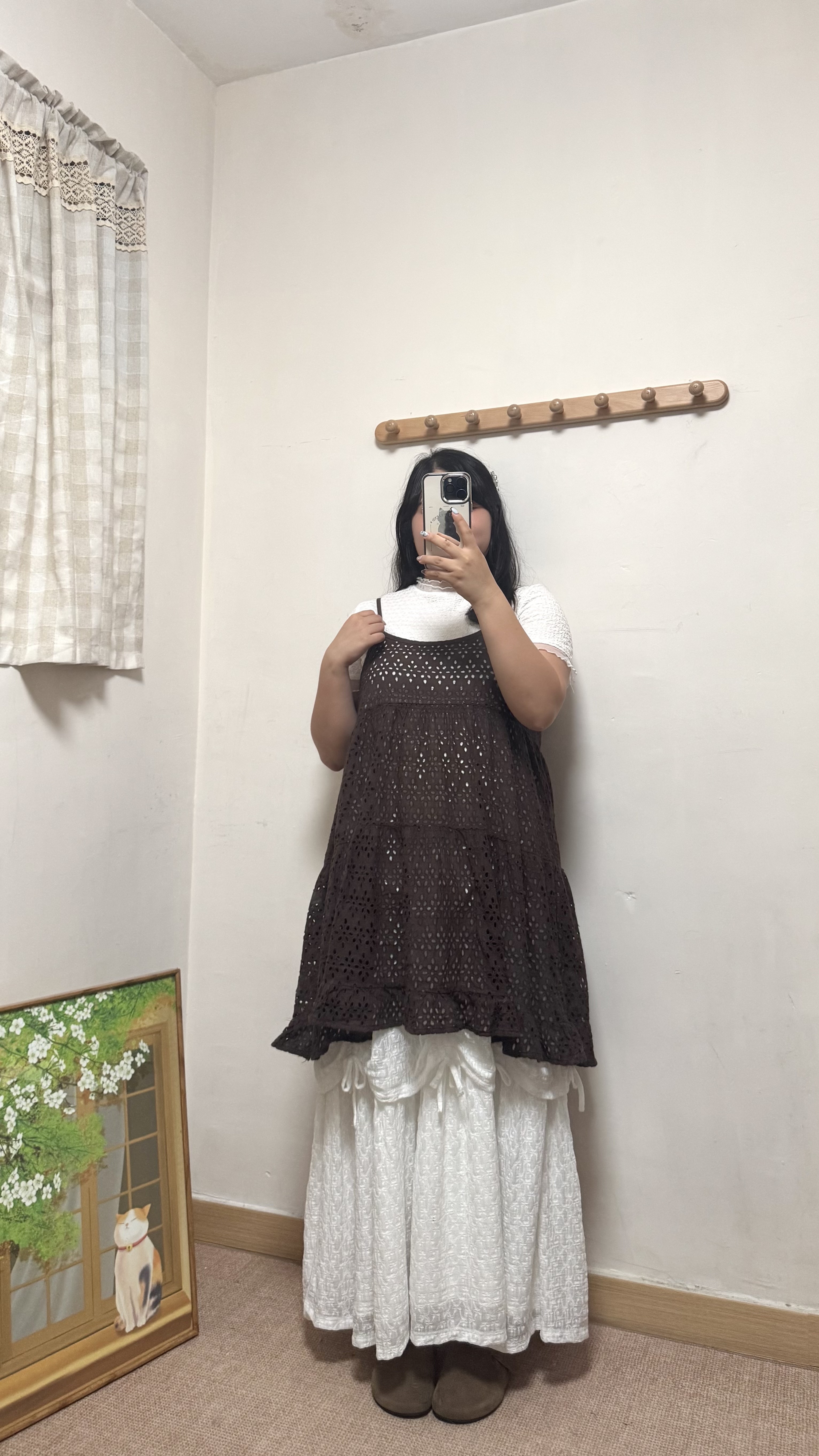 小花拼紗短袖Top