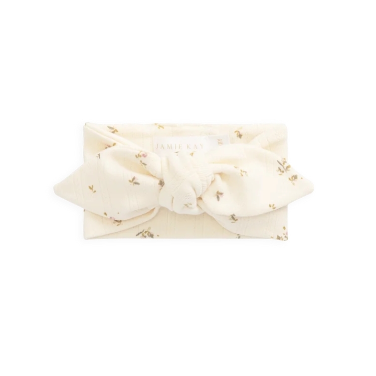 （預購）JAMIEKAY 復古花卉印花鏤空髮帶 Organic Cotton Pointelle Headband - Dina Antique