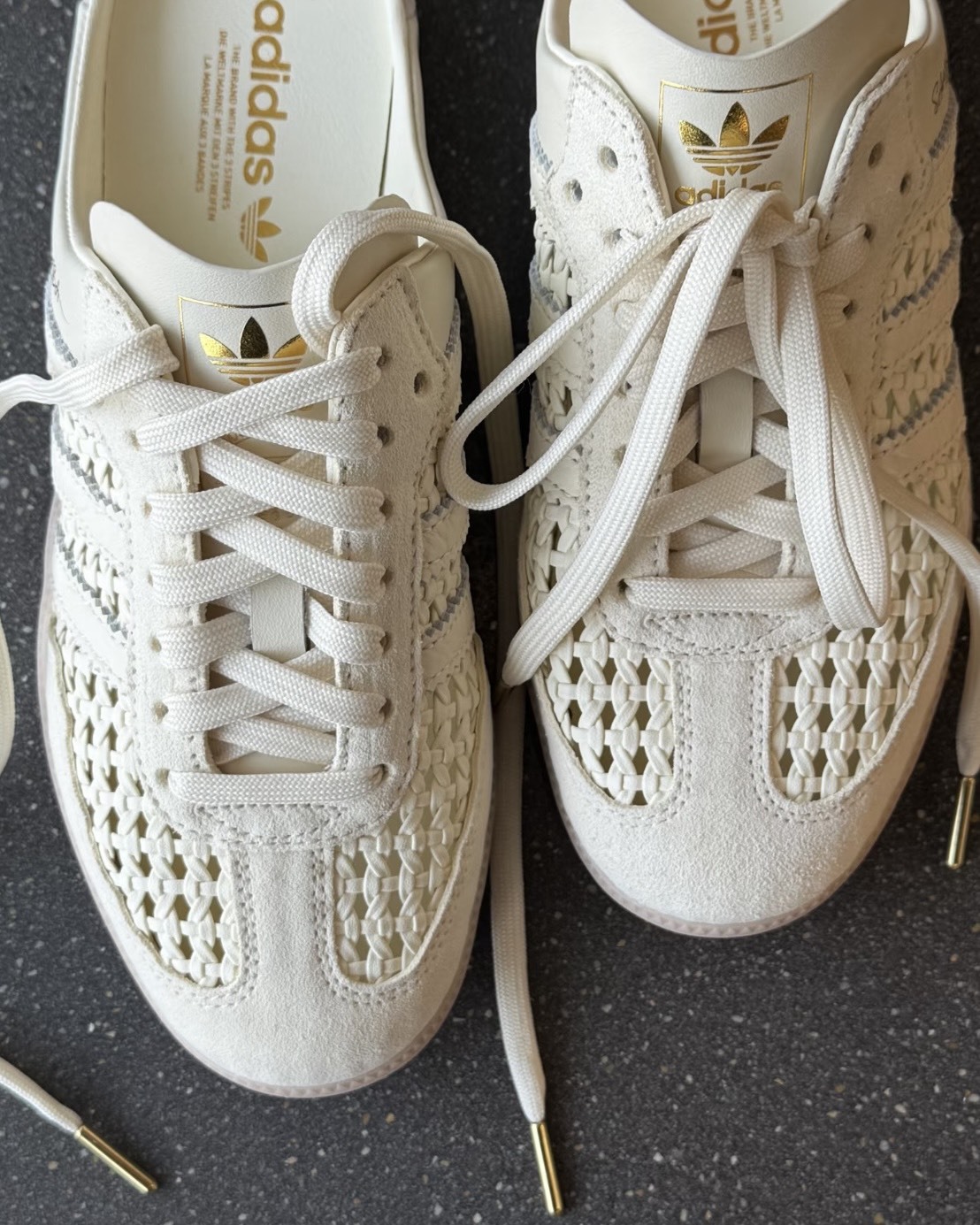 Adidas Samba Mule 奶白 簍空 編織 穆勒拖