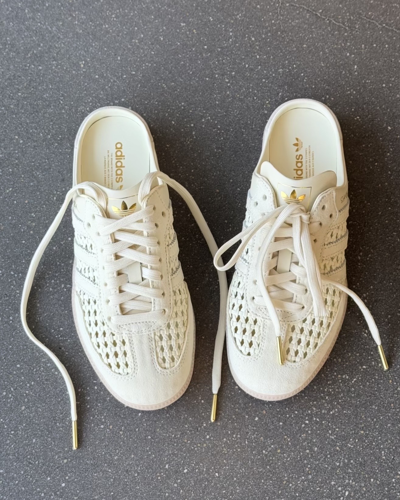 Adidas Samba Mule 奶白 簍空 編織 穆勒拖