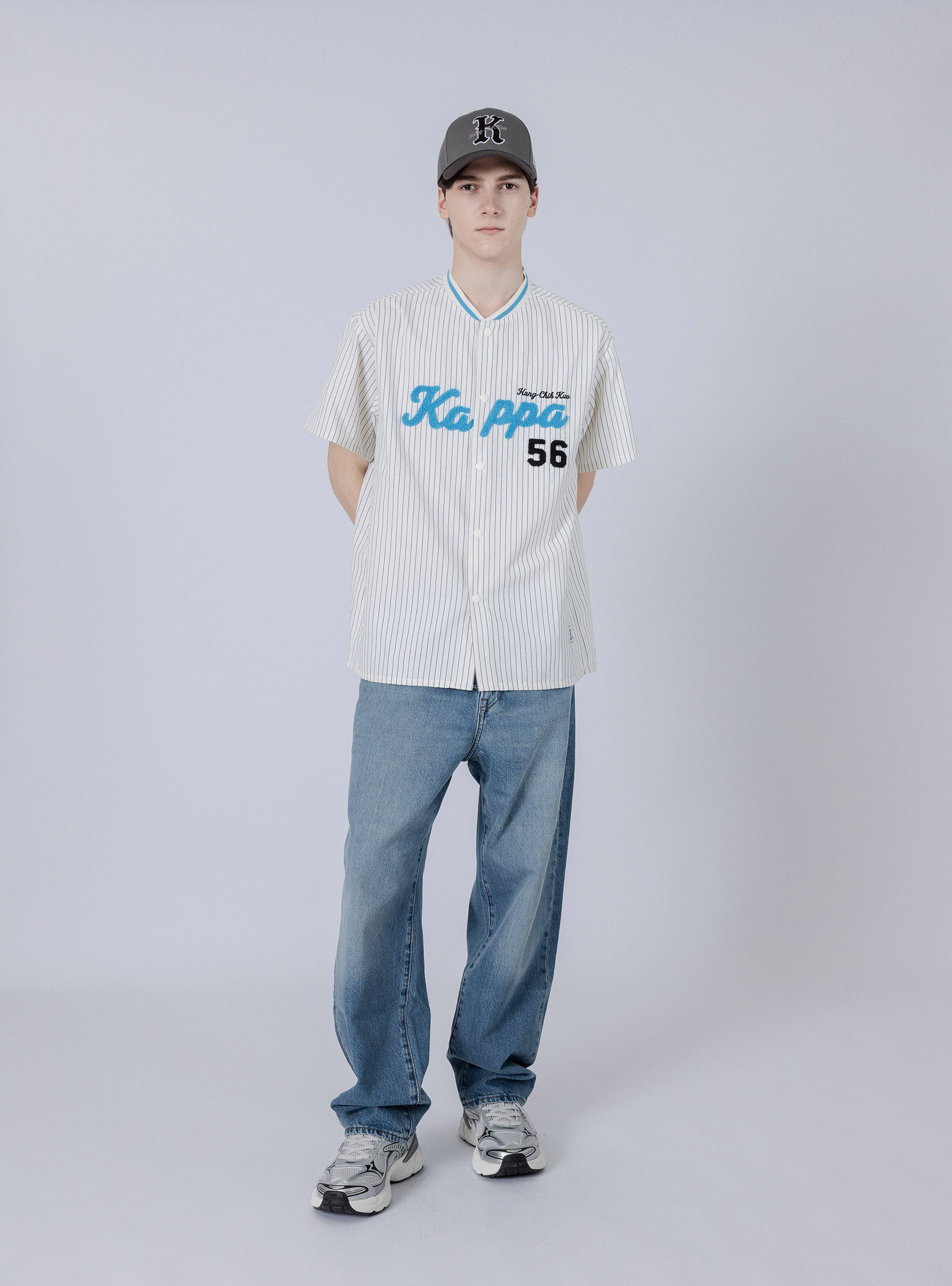 【 Kappa x 郭泓志 】K系列 復古刺繡棒球帽 (深灰）