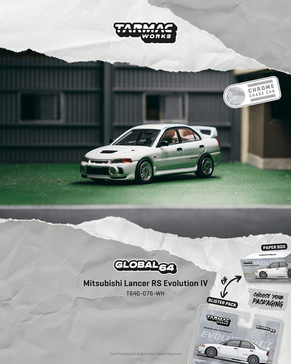 [預訂] Tarmac Works 三菱Mitsubishi Lancer RS Evolution IV 白色