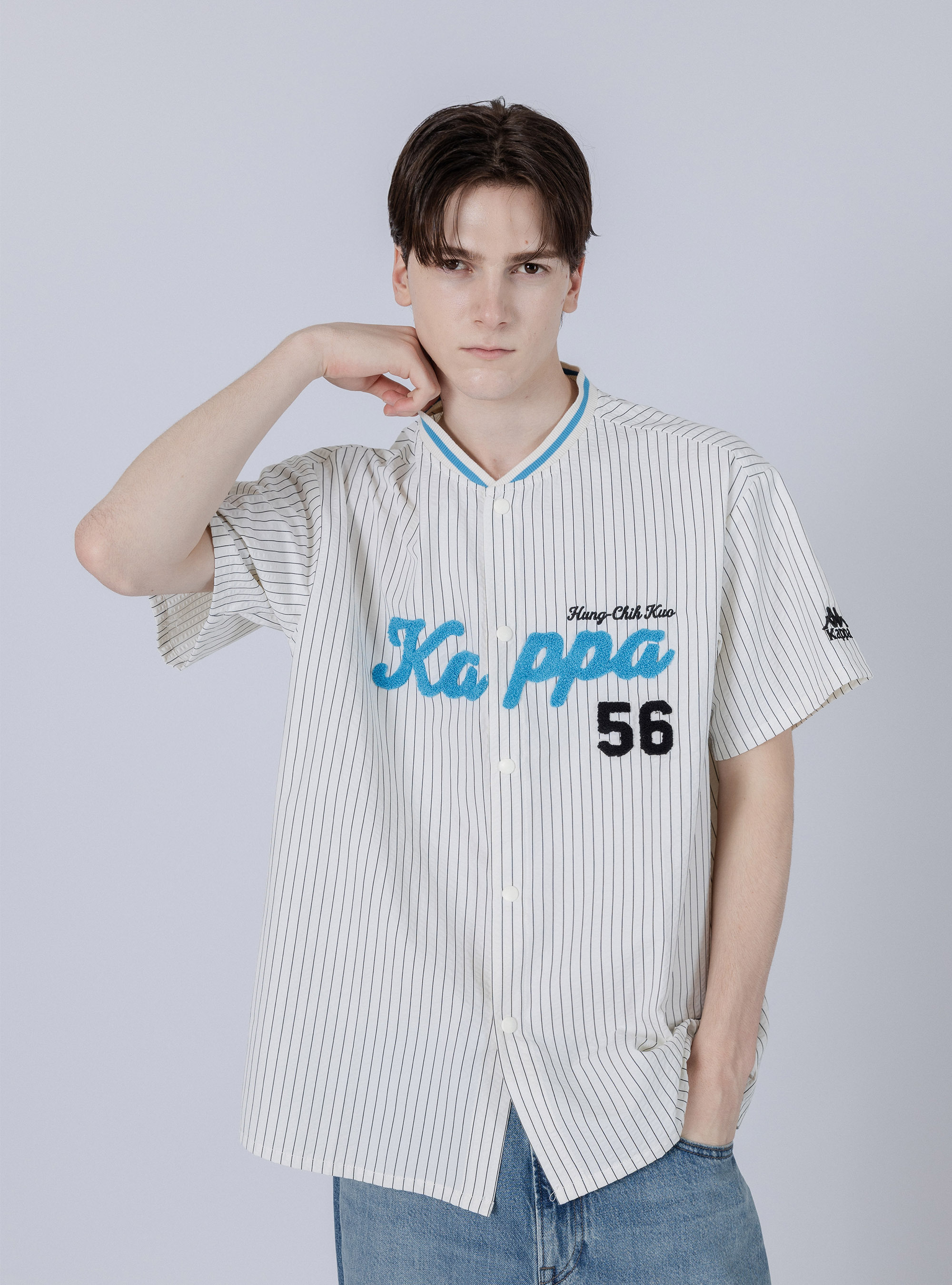 【 Kappa x 郭泓志 】K系列 經典條紋棒球衫 (米白）