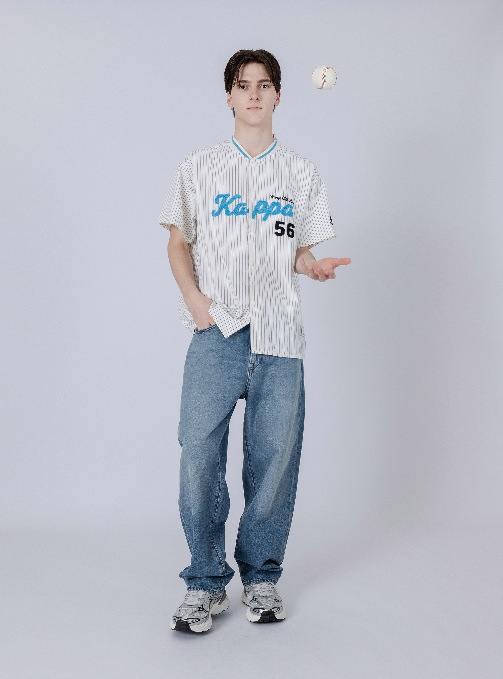 【 Kappa x 郭泓志 】K系列 經典條紋棒球衫 (米白）