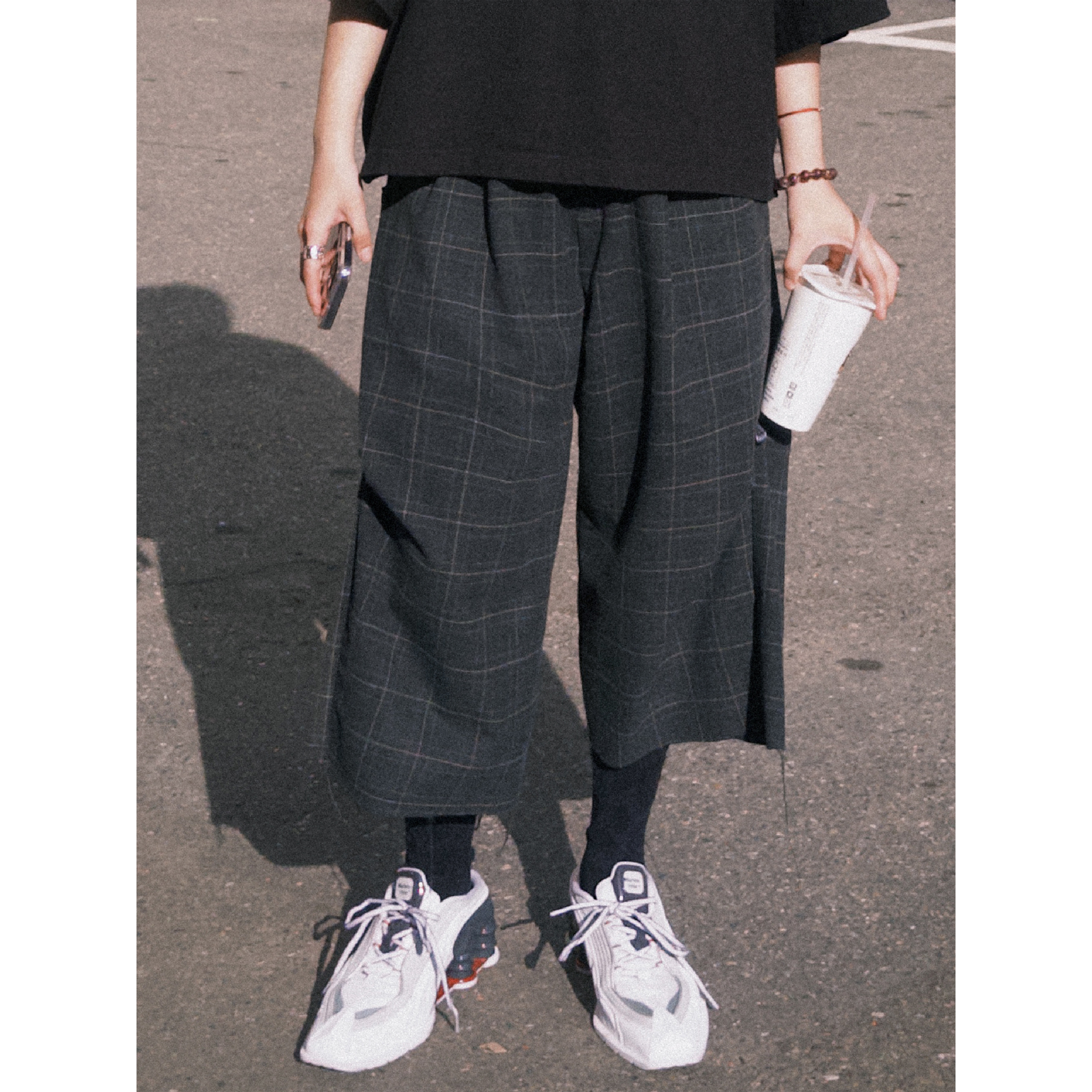 LiSenZ Raw Hem Checked Shorts