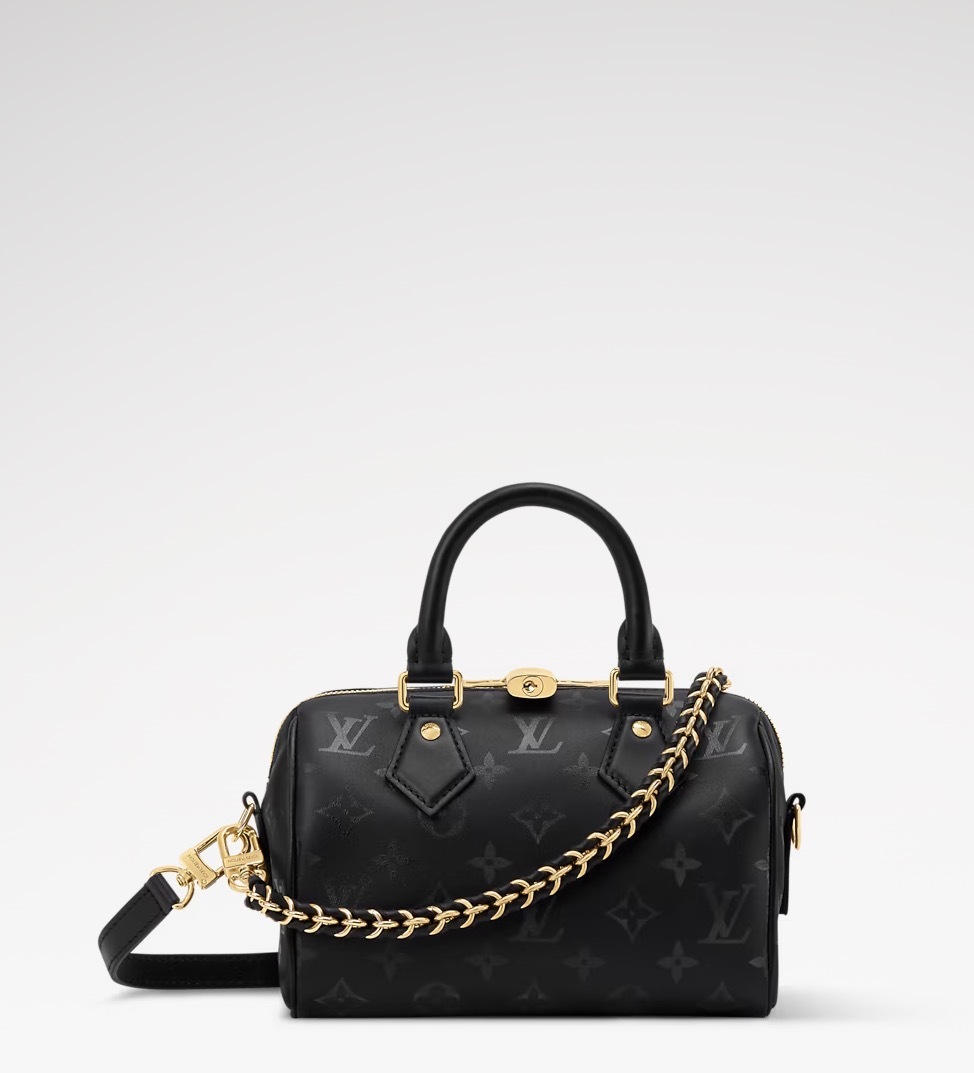 Louis Vuitton LV Speedy Bandoulière 20 黑色 金扣 皮革 波士頓 手袋