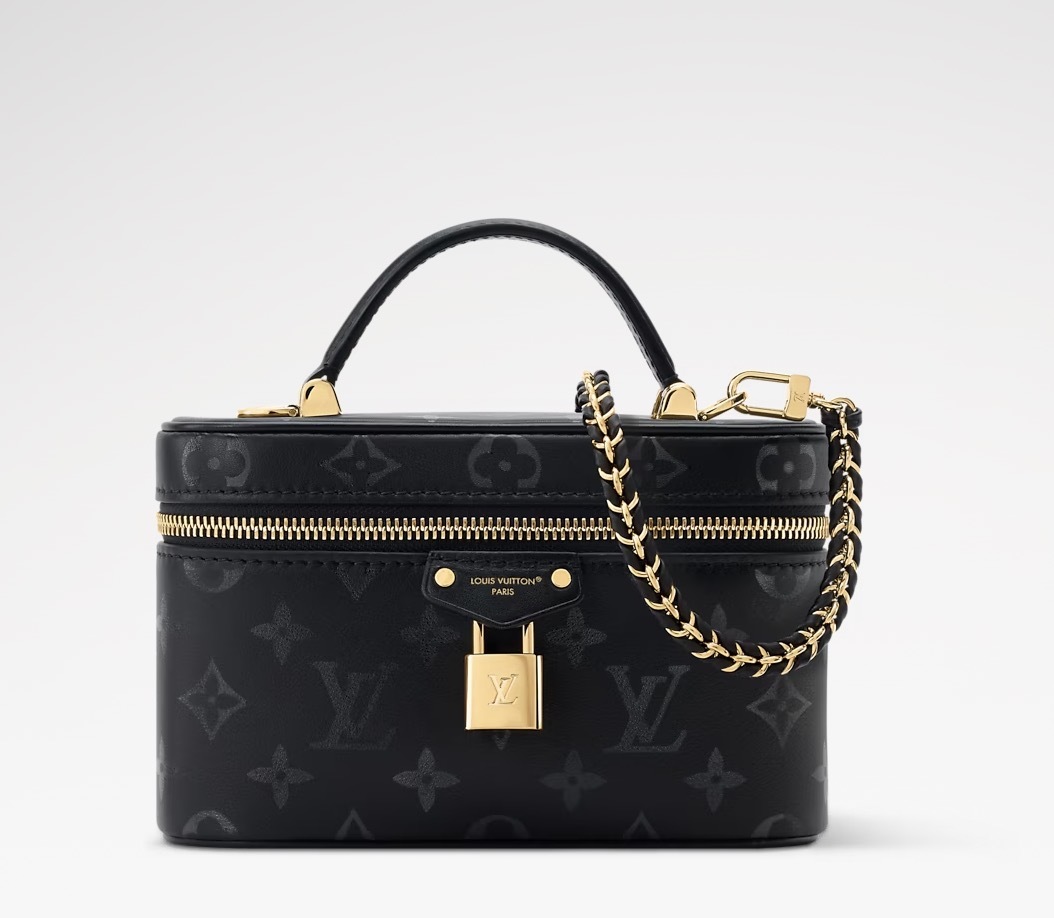 Louis Vuitton LV Vanity Chain Pouch 黑色 金扣 皮革 鏈條化妝袋 手袋