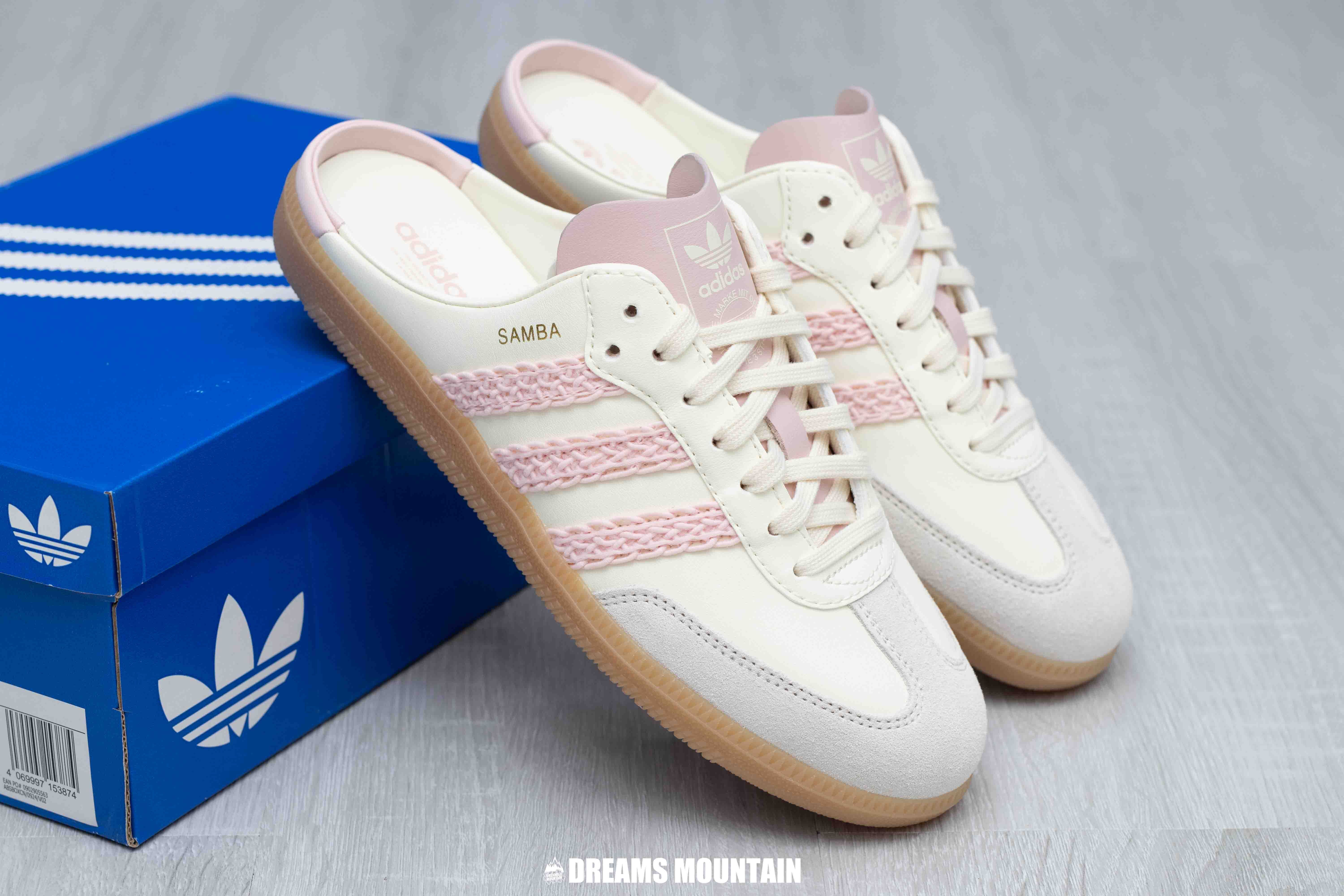 【預訂】ADIDAS SAMBA MULE OG 米白粉 編織 穆勒鞋-WOMEN