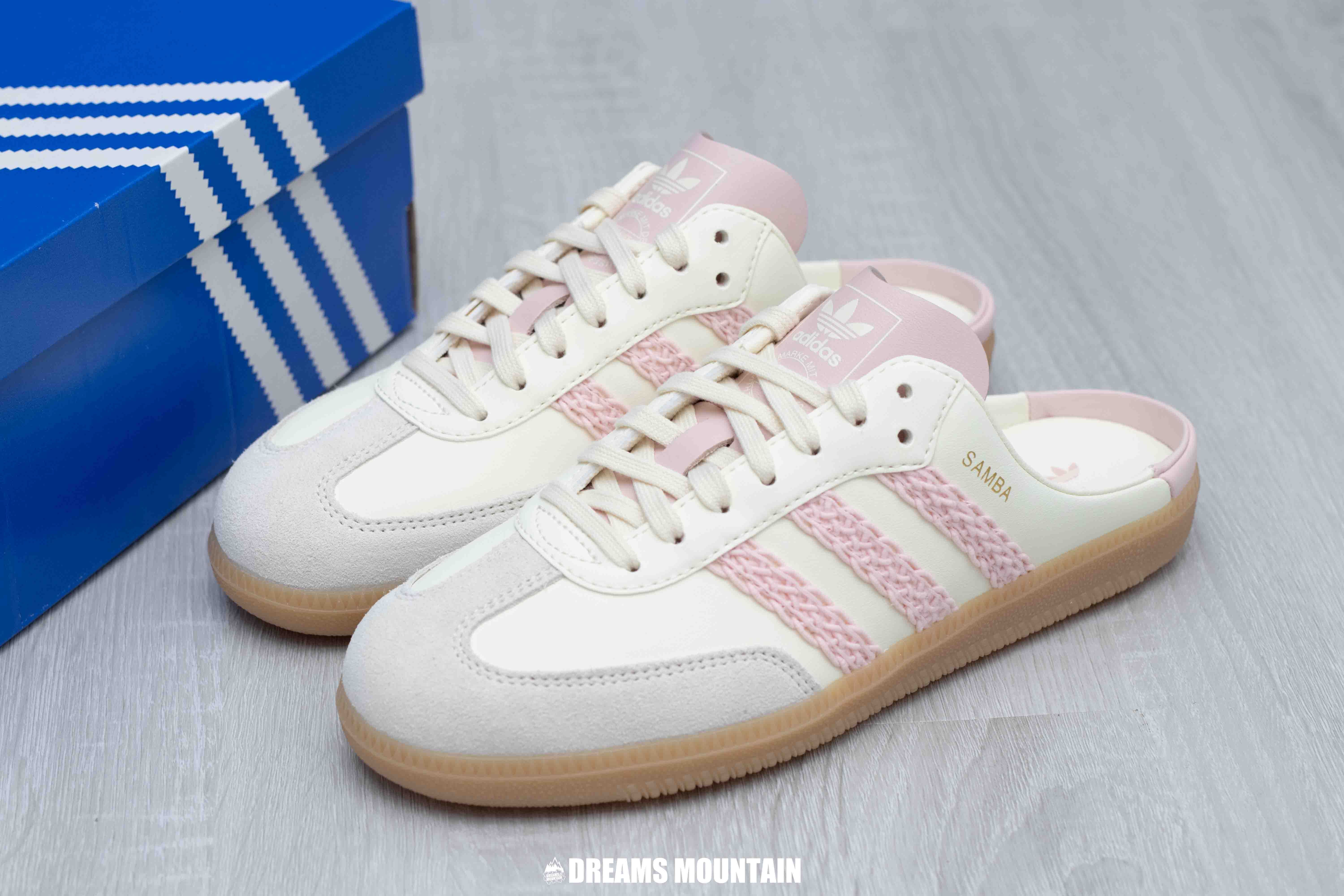 【預訂】ADIDAS SAMBA MULE OG 米白粉 編織 穆勒鞋-WOMEN
