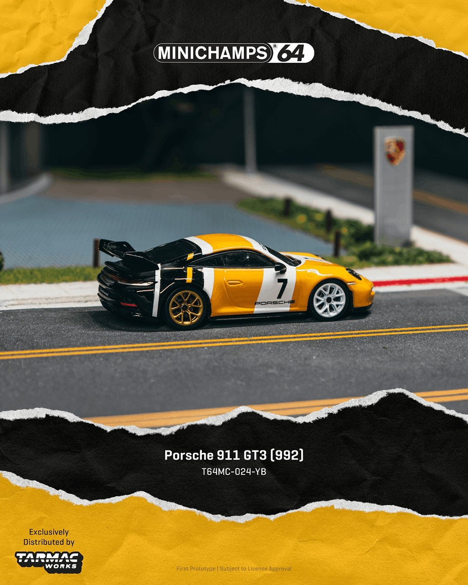 [預訂] Tarmac Works 保時捷Porsche 911 GT3 (992) 黃黑配色