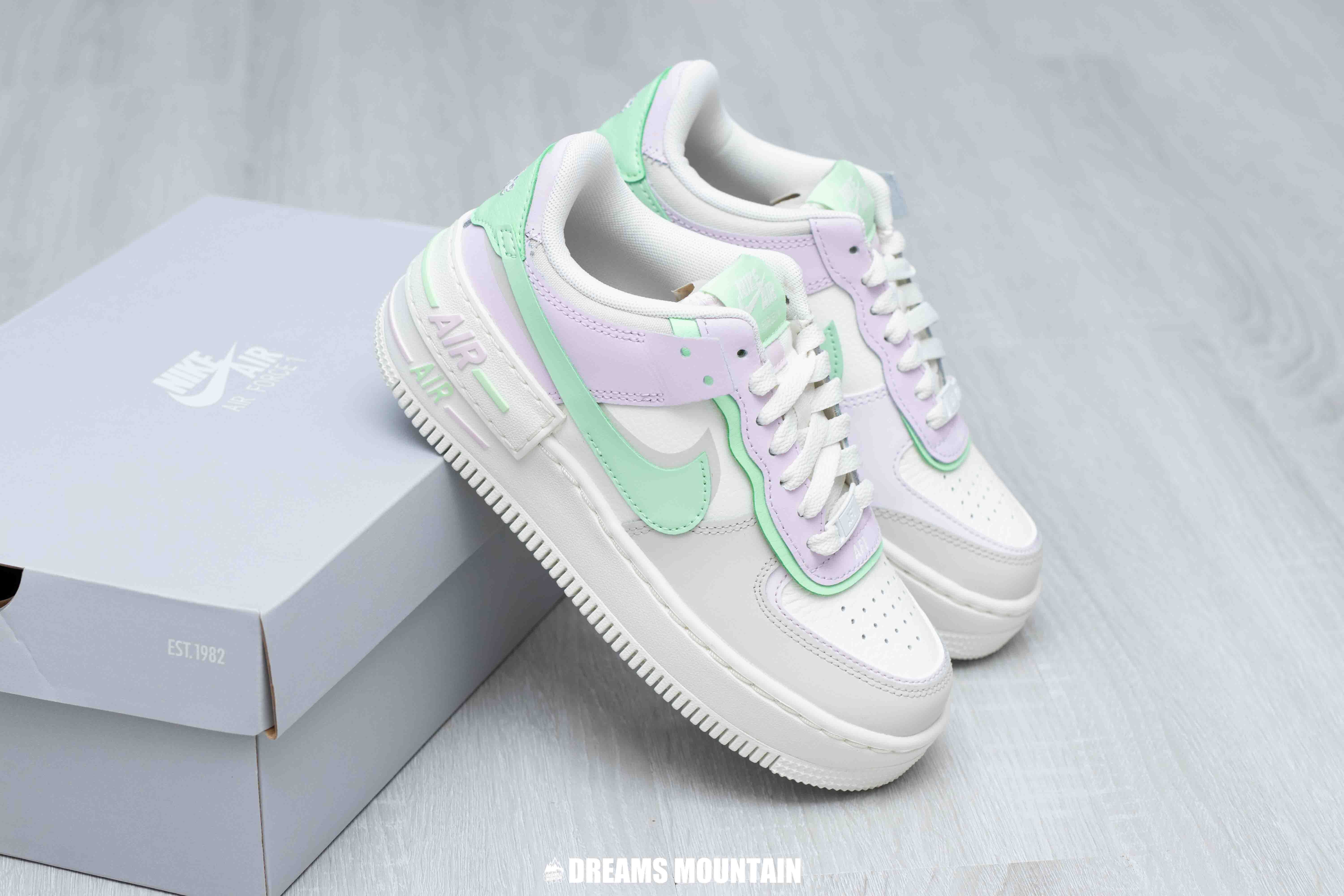 【預訂】 NIKE AIR FORCE 1 SHADOW 灰白湖水綠拼紫-WOMEN