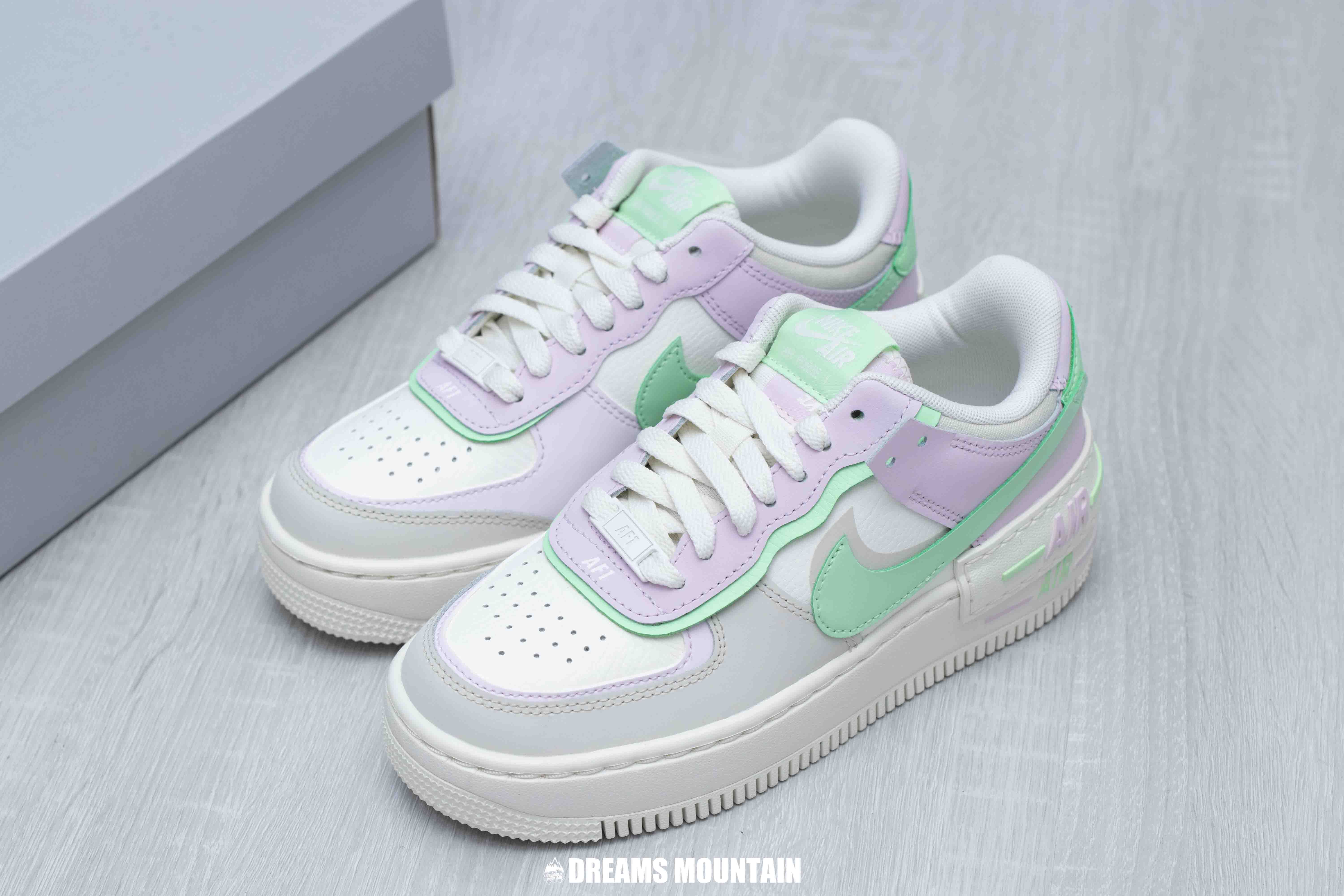 【預訂】 NIKE AIR FORCE 1 SHADOW 灰白湖水綠拼紫-WOMEN