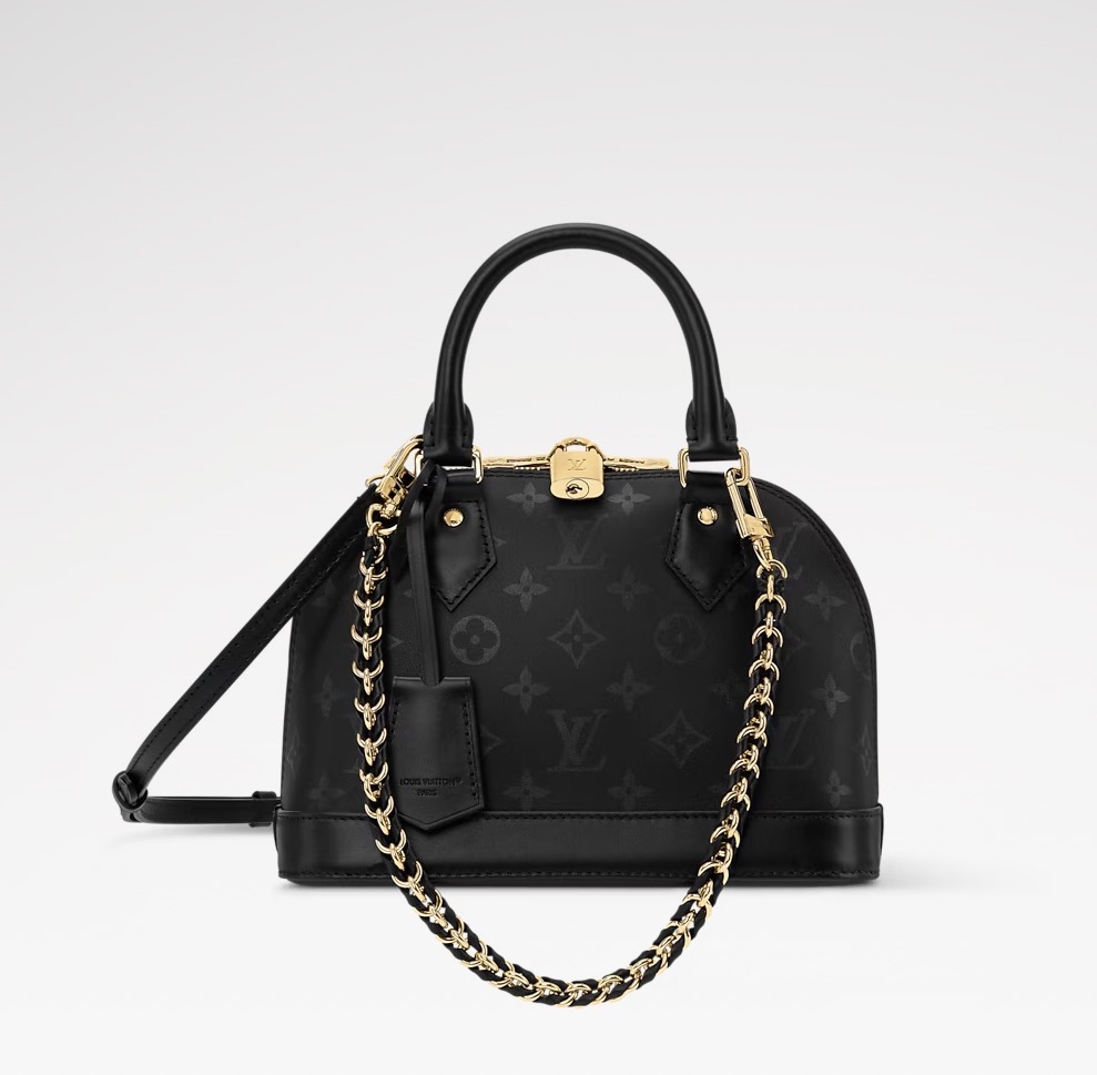 Louis Vuitton Alma BB 皮革 手袋 貝殼袋 金扣 黑色