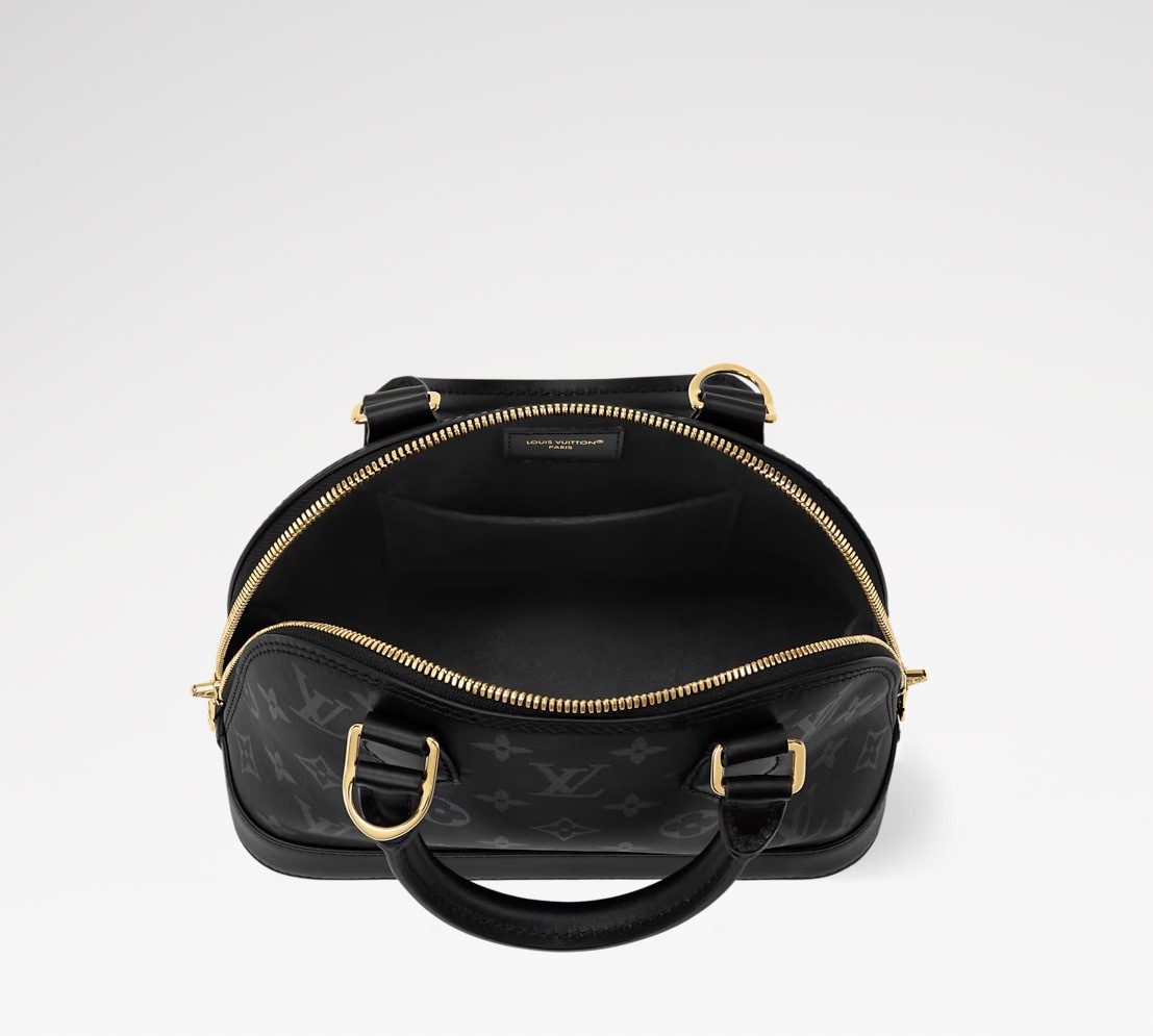 Louis Vuitton Alma BB 皮革 手袋 貝殼袋 金扣 黑色