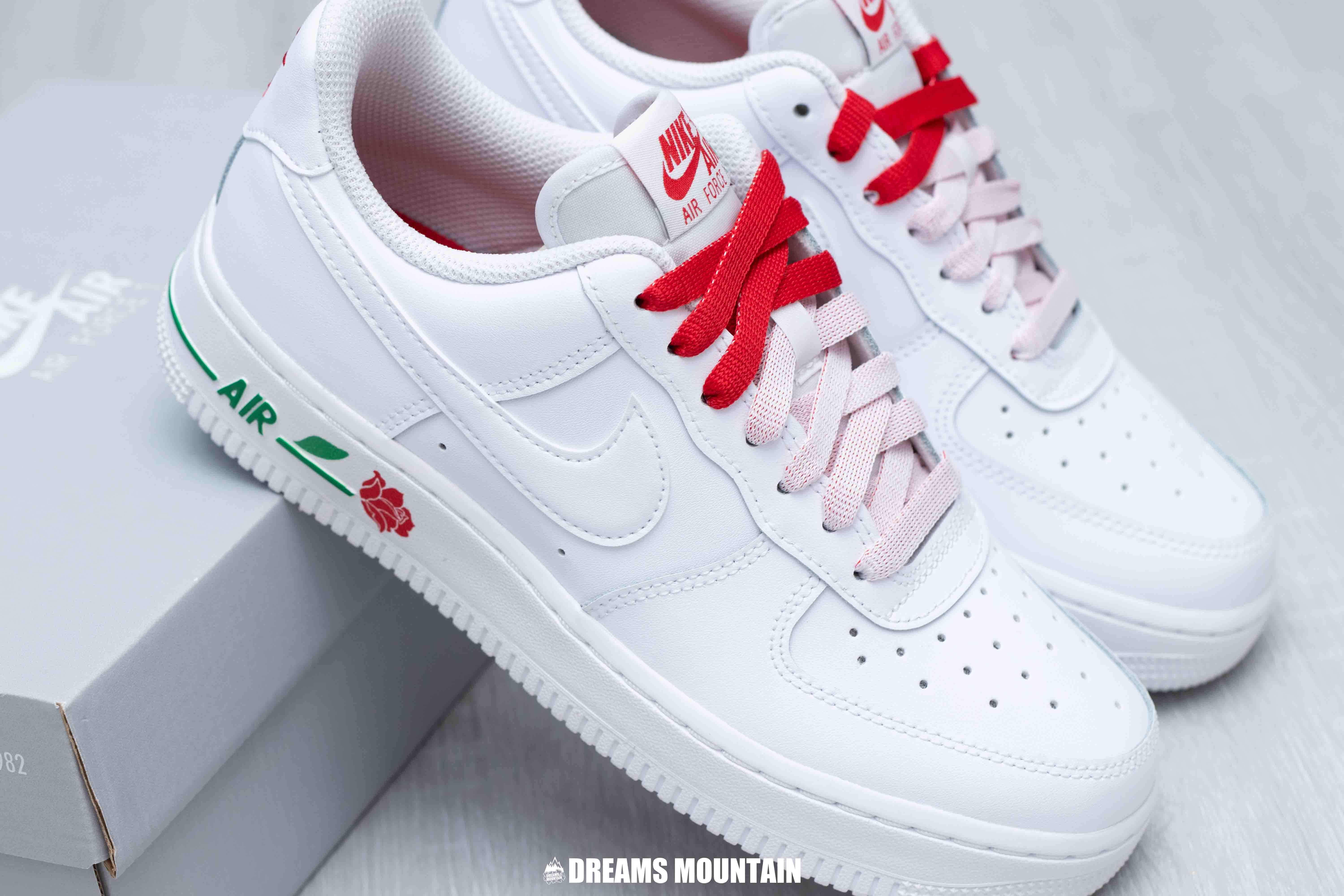 【預訂】 NIKE AIR FORCE 1 07 SE 全白紅玫瑰花-WOMEN