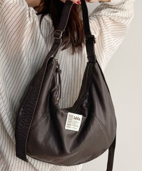 JaVa / faux leather half-moon one-shoulder bag