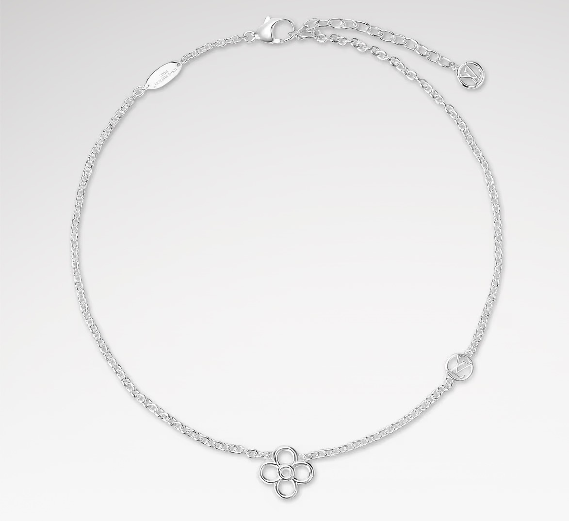 Louis Vuitton LV Charms Silver 銀色花花 吊墜頸鏈