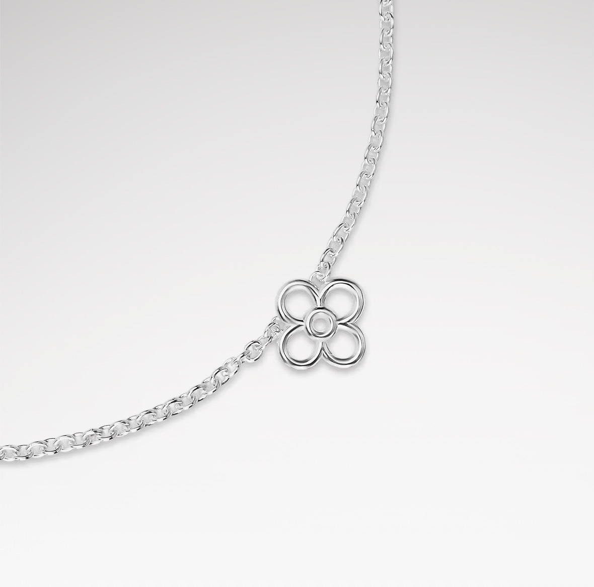 Louis Vuitton LV Charms Silver 銀色花花 吊墜頸鏈