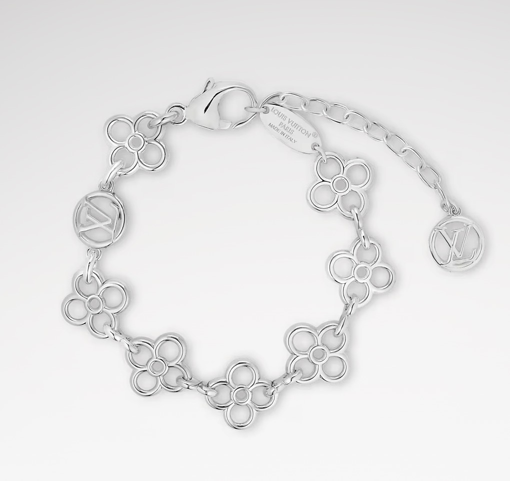 Louis Vuitton LV Charms Silver 銀色花花 吊墜 手鏈