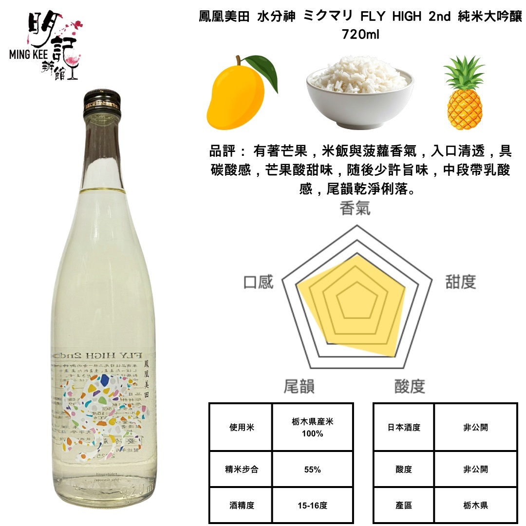 鳳凰美田 水分神 ミクマリ FLY HIGH 2nd 純米大吟釀 720ml