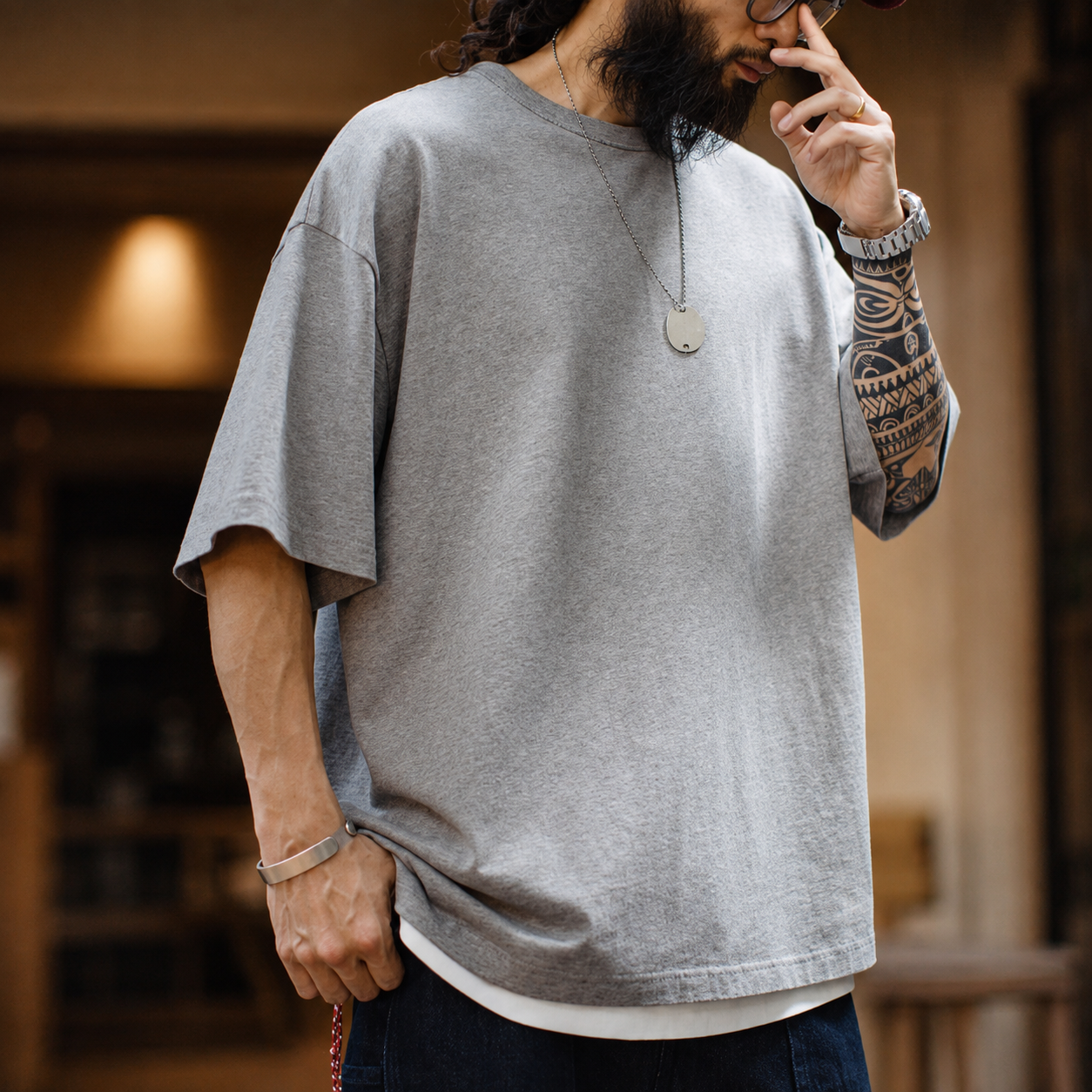 復古質感刺繡寬鬆純棉短袖T恤