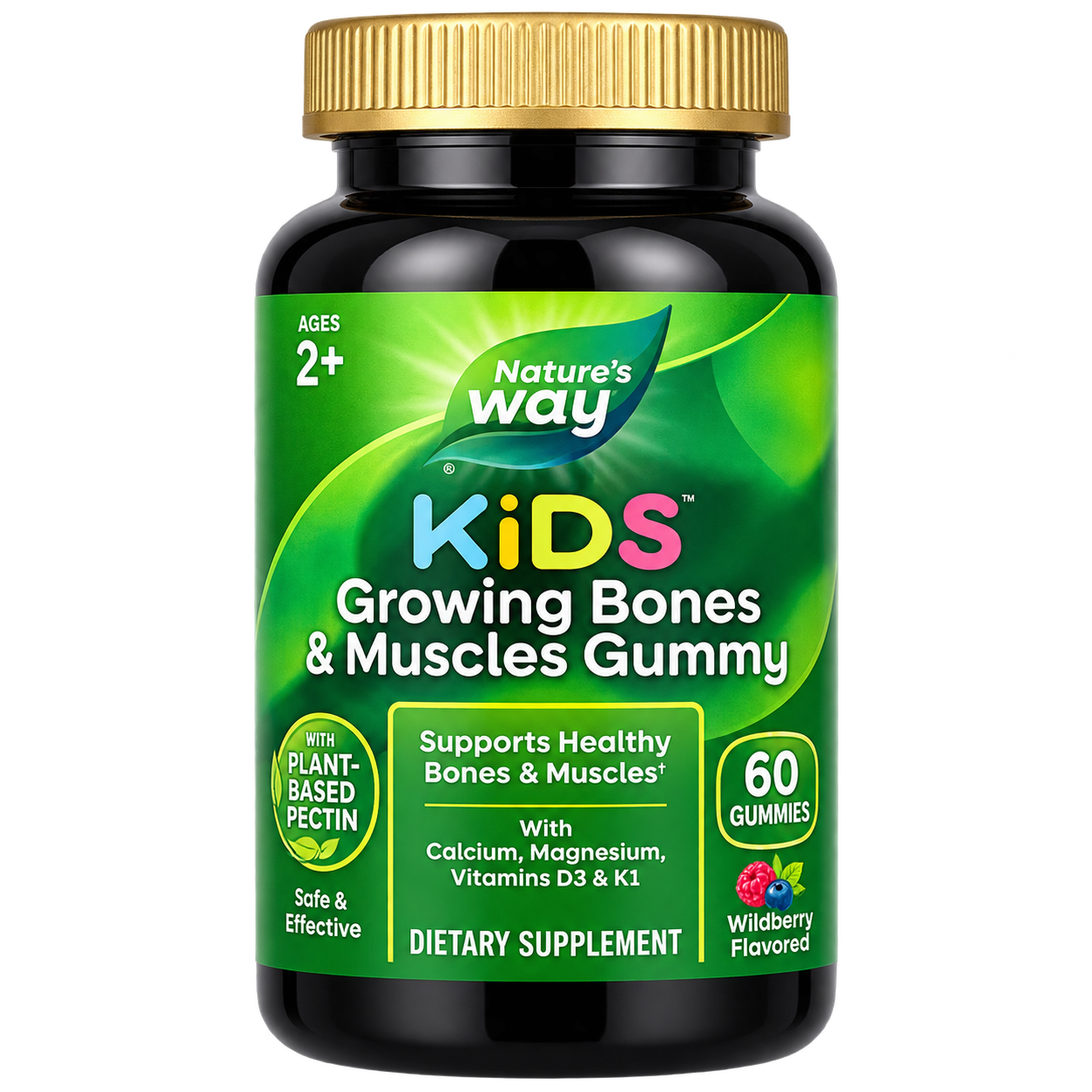 【iHerb】Nature's Way 然萃維 兒童鈣鎂D3 K1軟糖 60粒 野生漿果味