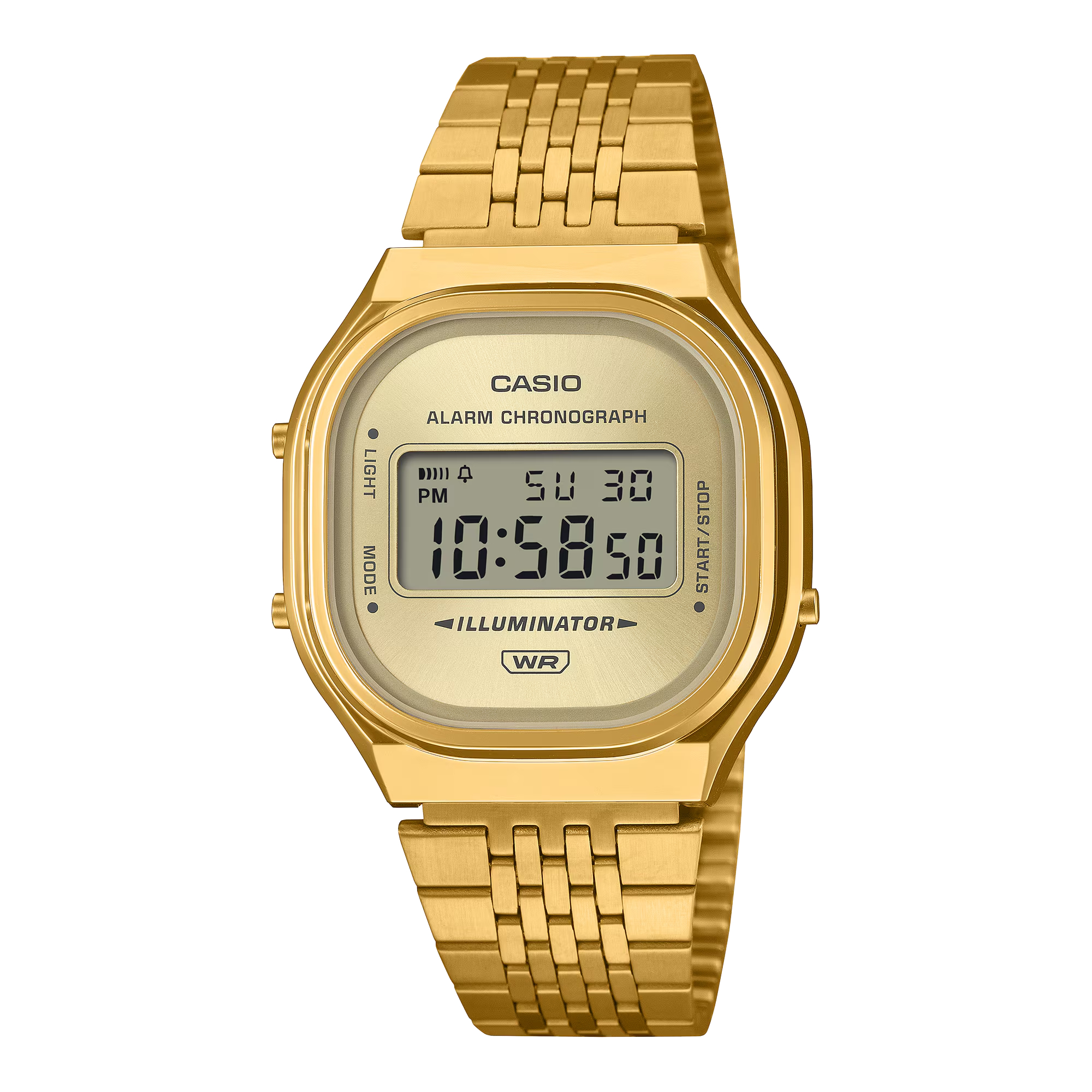【CASIO 卡西歐】A140WEG-9A 復古經典 微方形金屬  金色 電子 手錶
