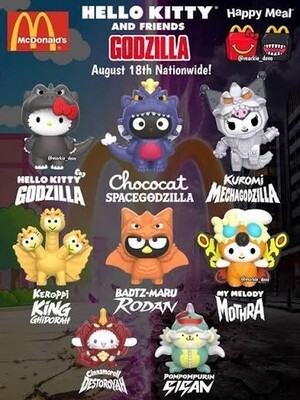 McDonald’s Hello Kitty X Godzilla Happy Meal 麥當勞 哥吉拉 聯名 快樂兒童餐玩具
