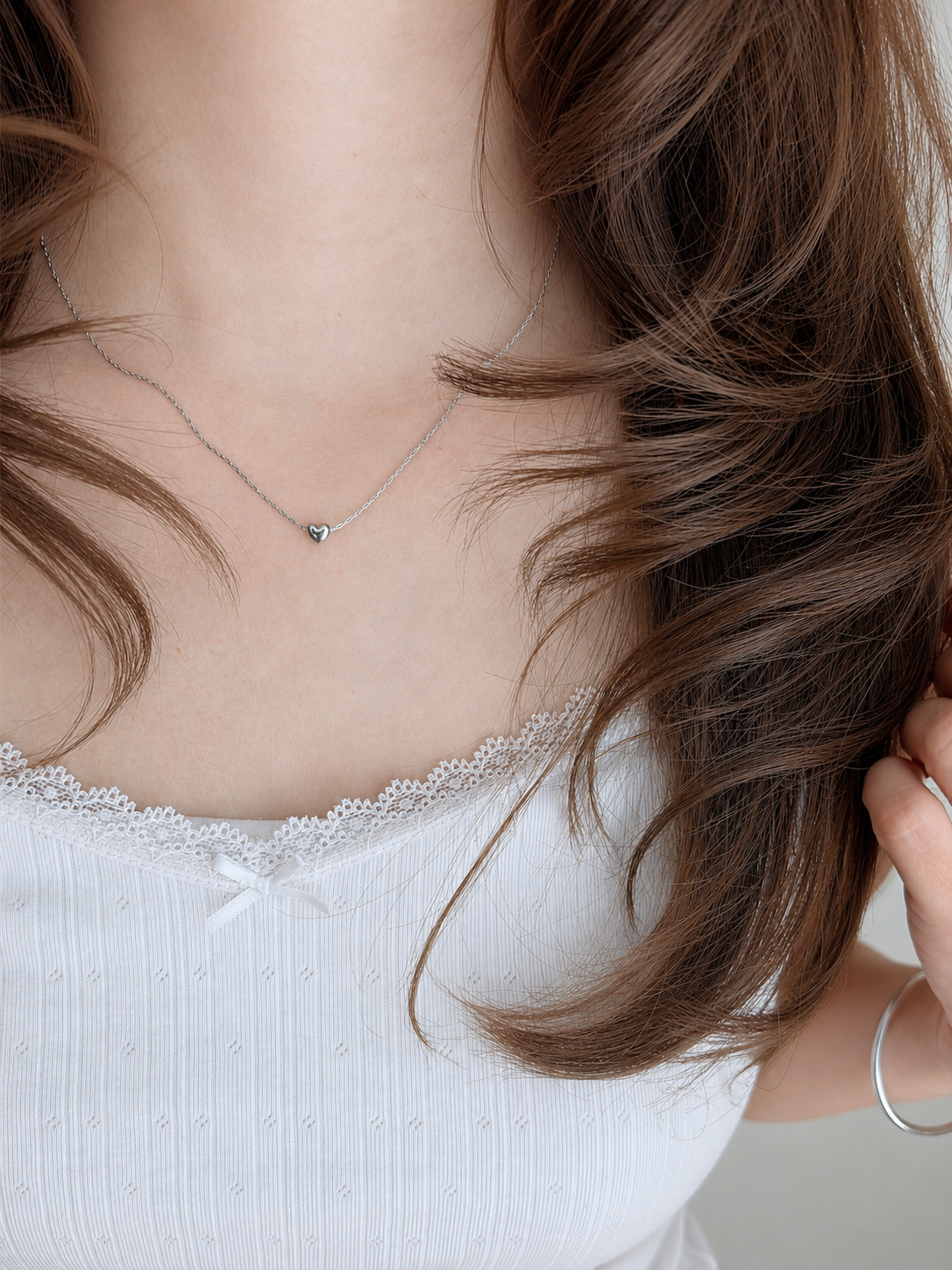 SS slide magnet heart bead necklace