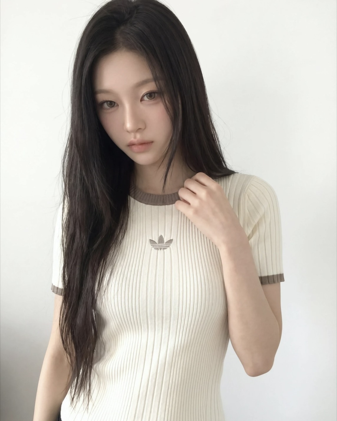 【預購】ADIDAS ORIGINALS OTT TIGHT 合身坑條上衣 米杏色 KS8494