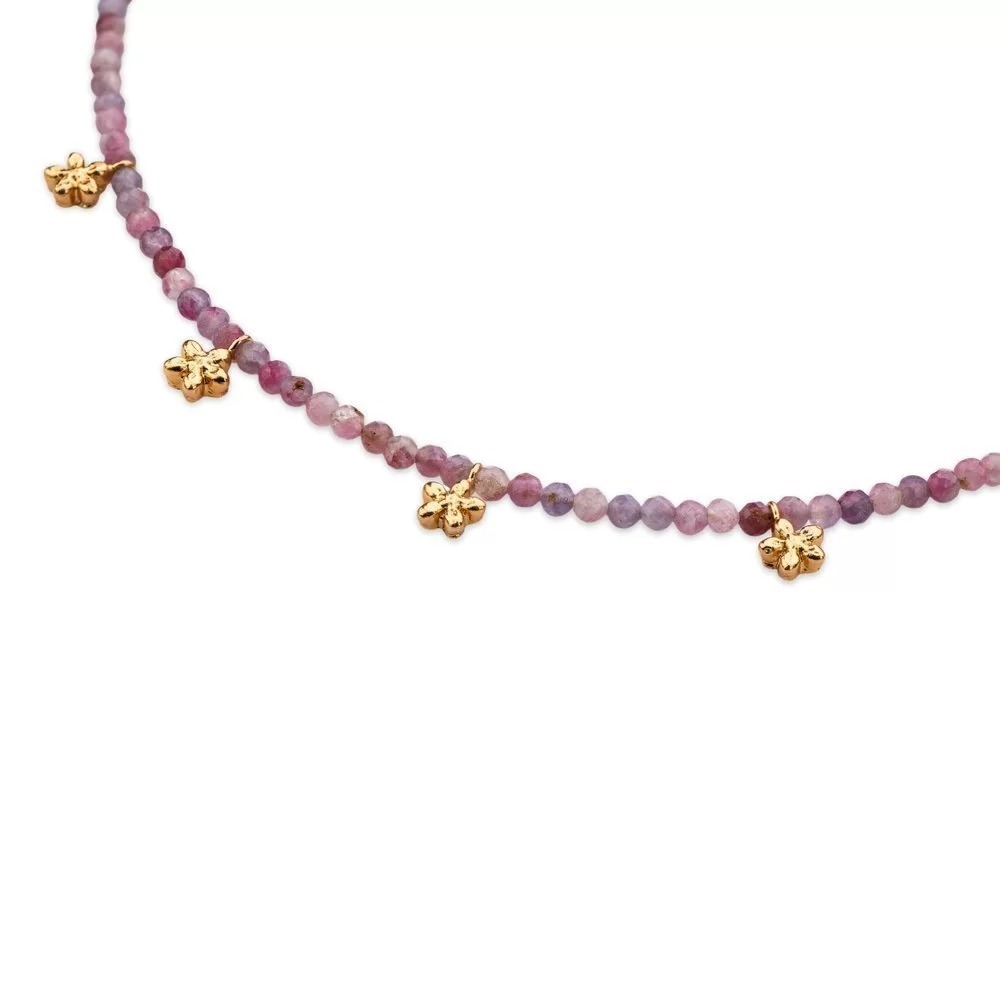 1TA0530-153 [THALLO] Necklace 24k Gold Vermeil On Sterling Silver Tourmaline #s903b (A-LX-E)