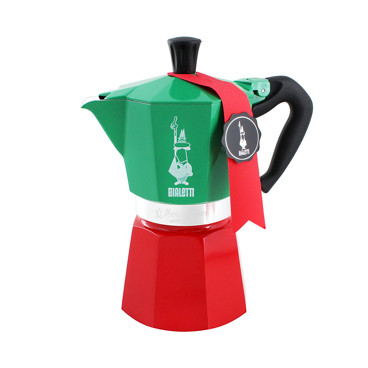意大利 BIALETTI TRICOLOR三色旗系列 6杯裝鋁質摩卡咖啡壺 -0005323