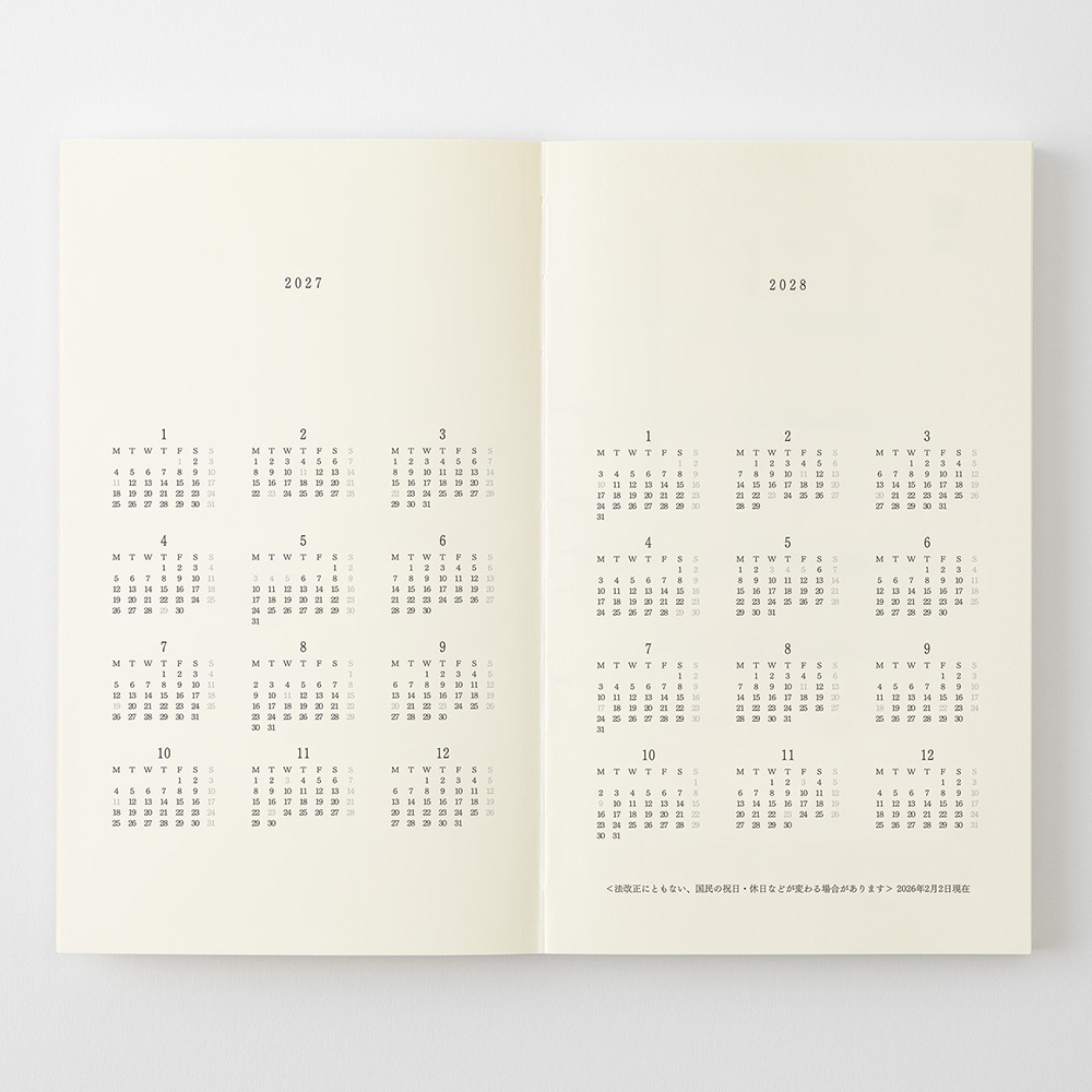 MIDORI MD 2027 ｜B6｜MD Notebook Diary 手帳日記 / MIDORI 日本